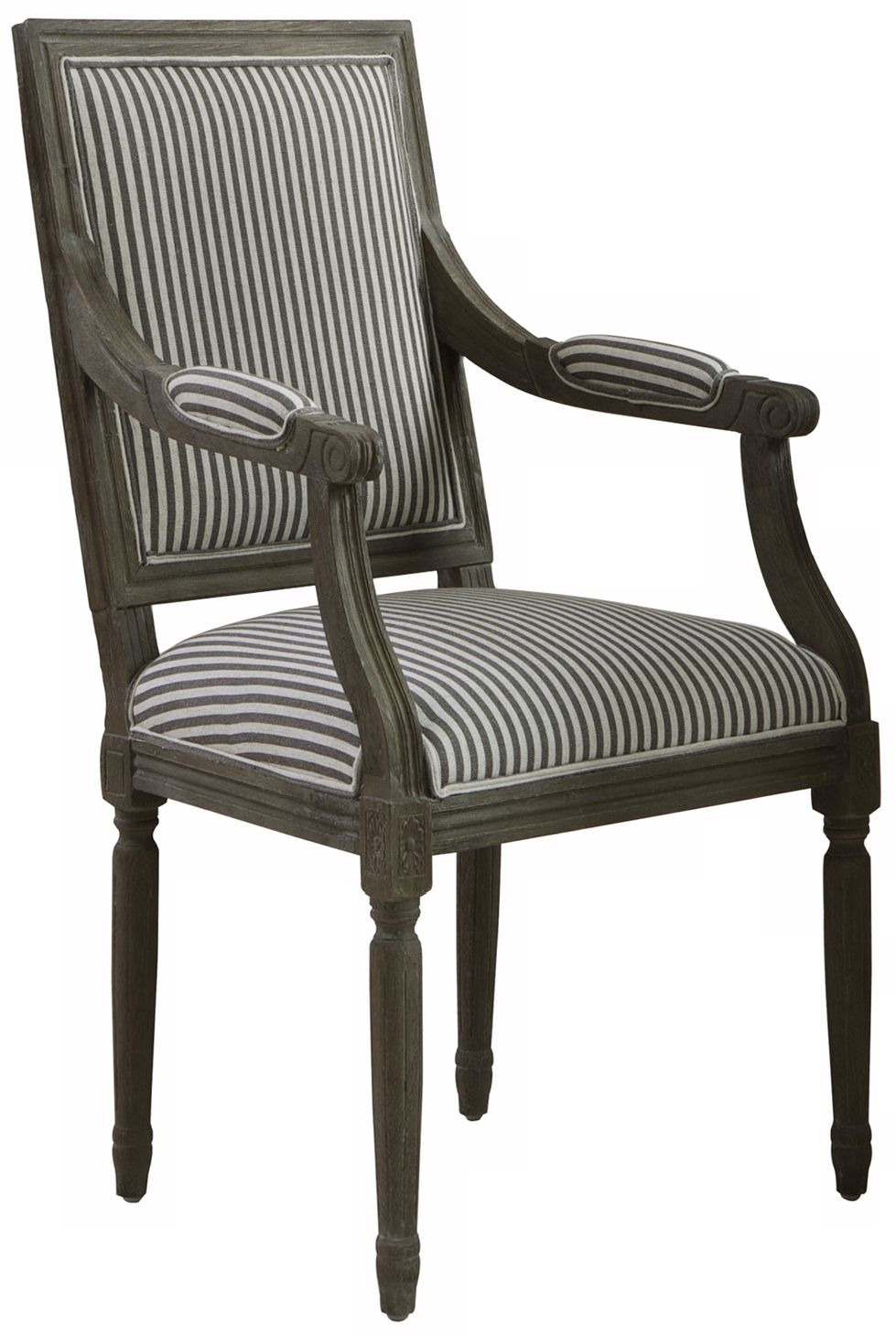 Madison Oak and Brown Striped Fabric Accent Chair