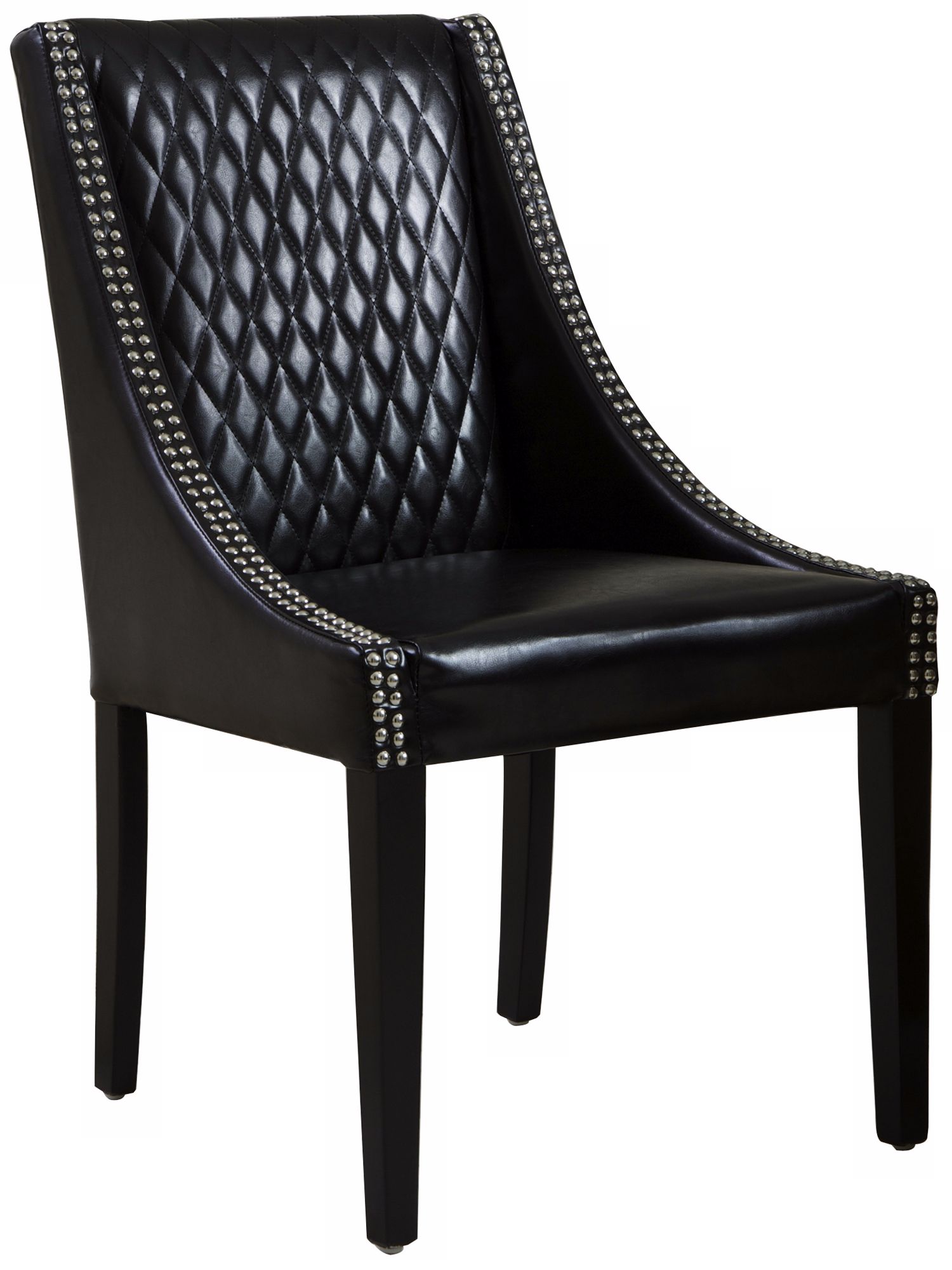 Mandolin Quilted Black Leather Accent Chair