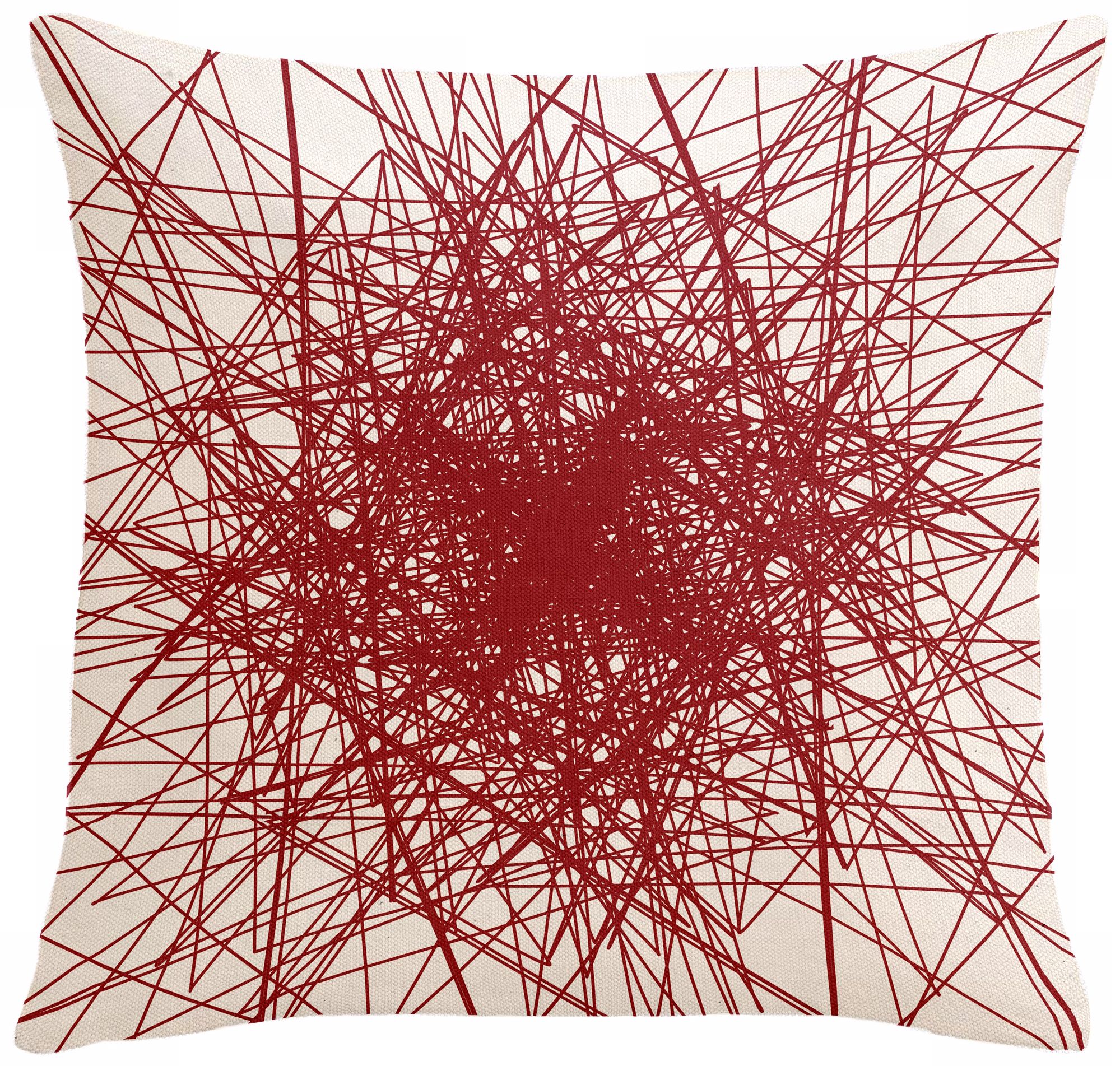 Infinity Fire Red Multilines 18" Square Down Throw Pillow