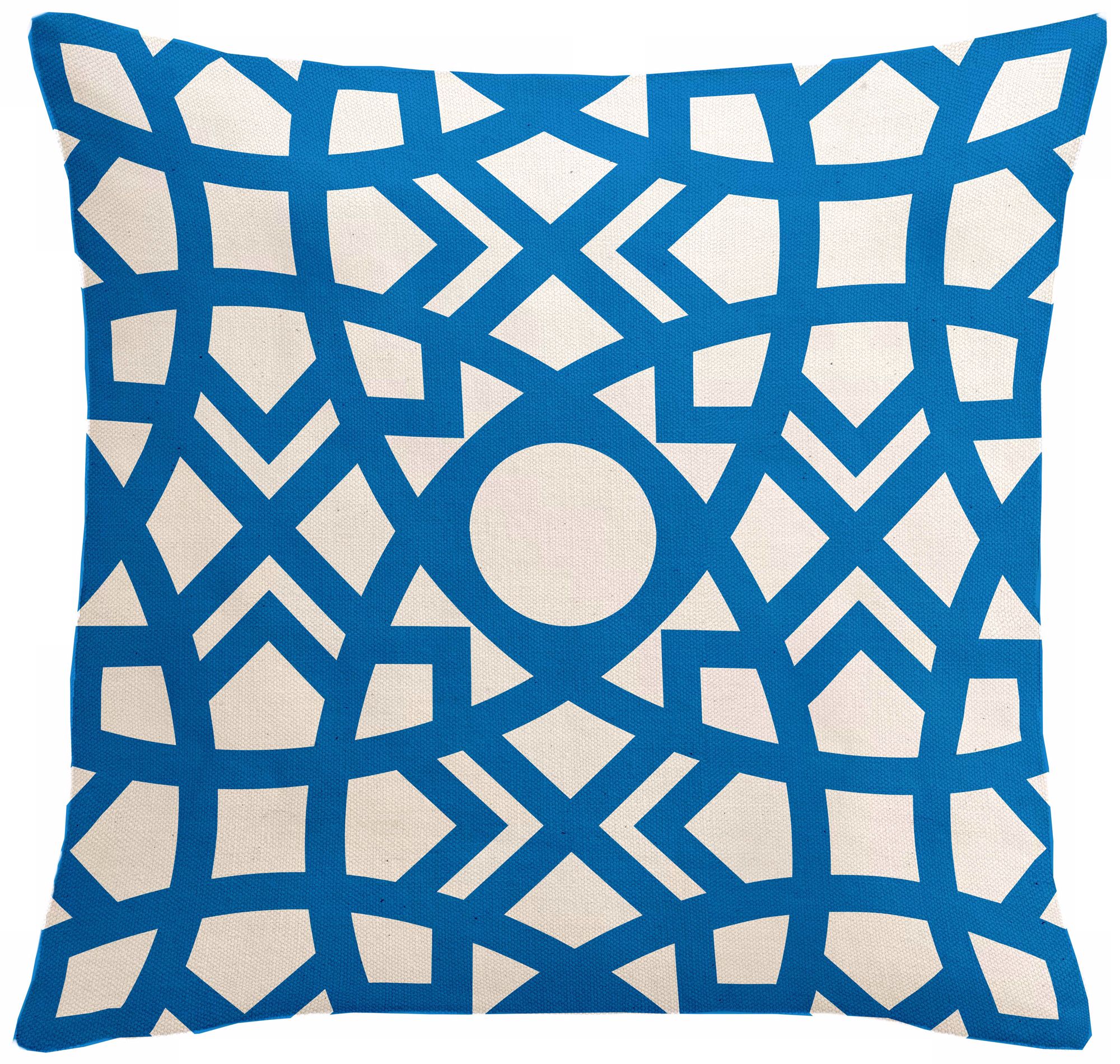 Saffron Jasmina Bright Blue 18" Square Down Throw Pillow