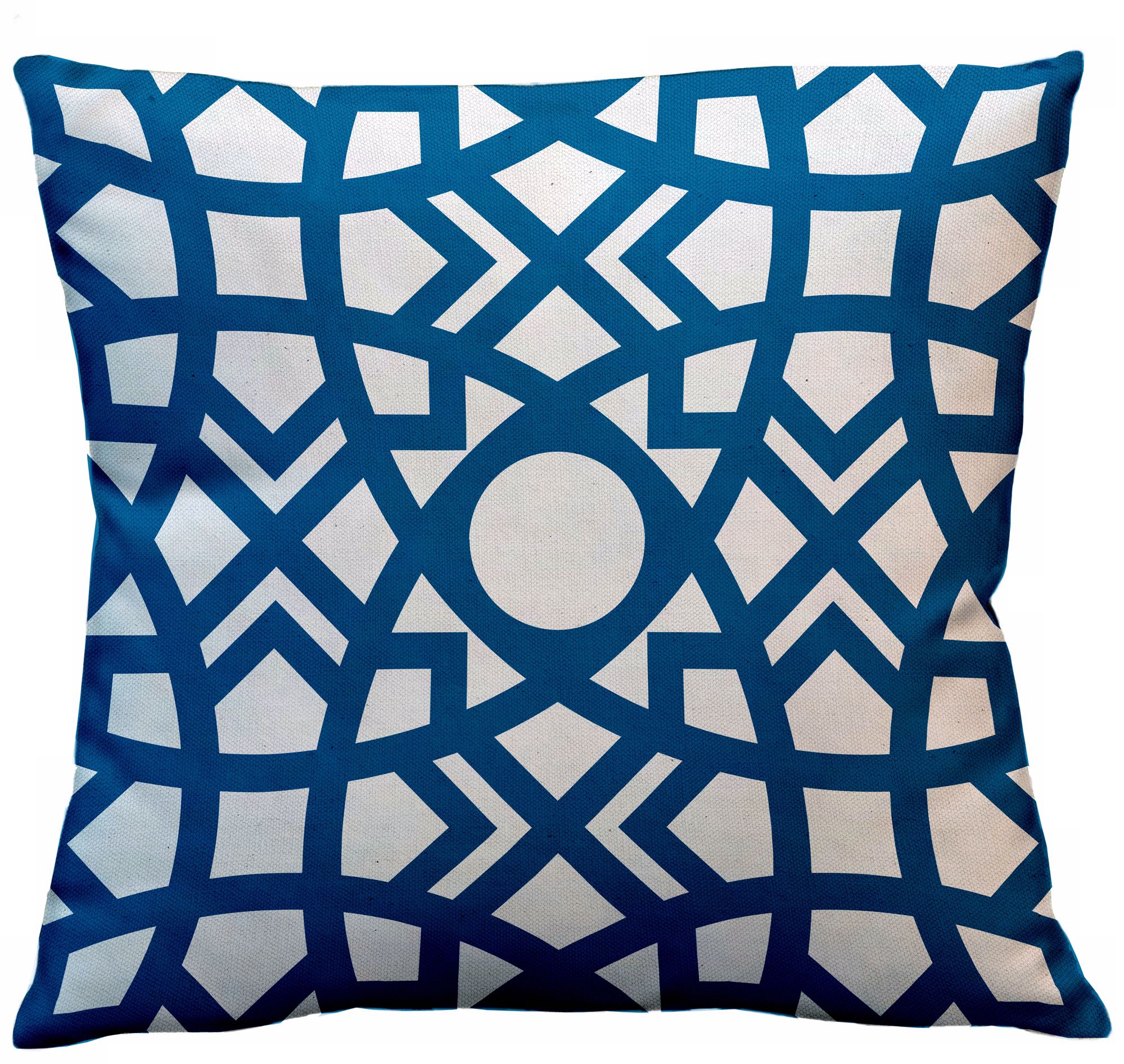 Saffron Jasmina Ocean Blue 18" Square Down Throw Pillow