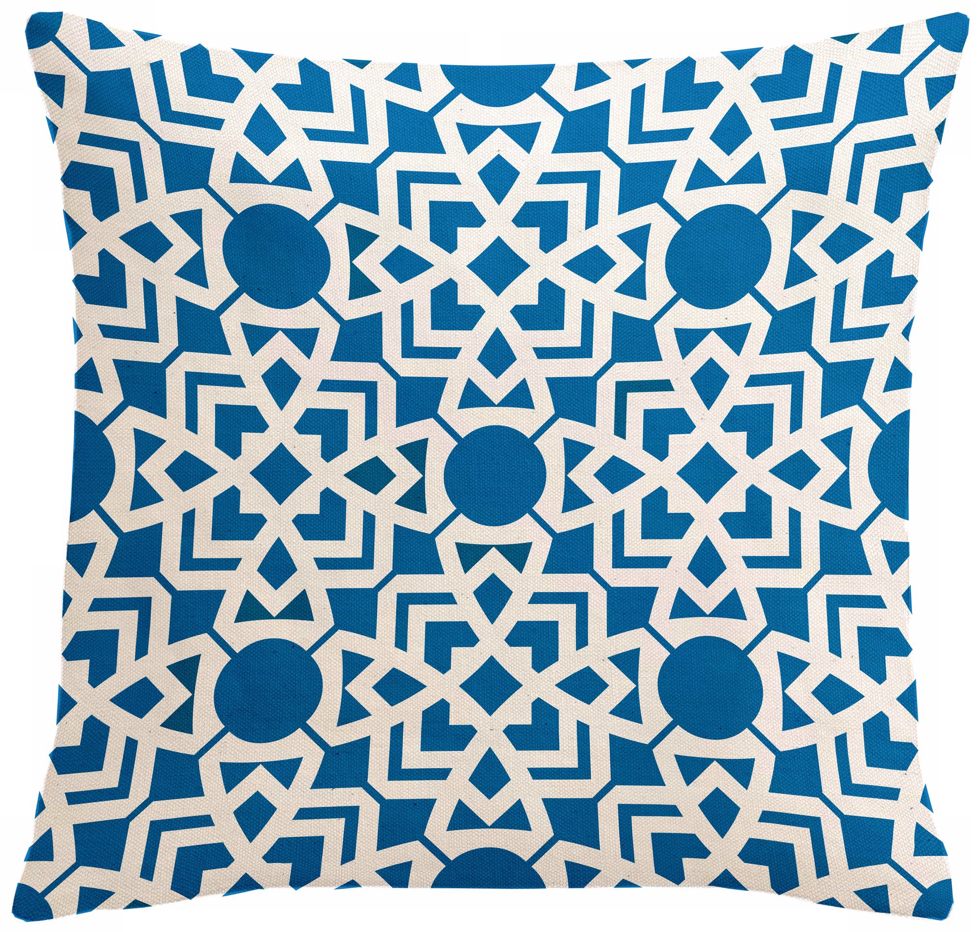 Saffron Karina Bright Blue 18" Square Down Throw Pillow