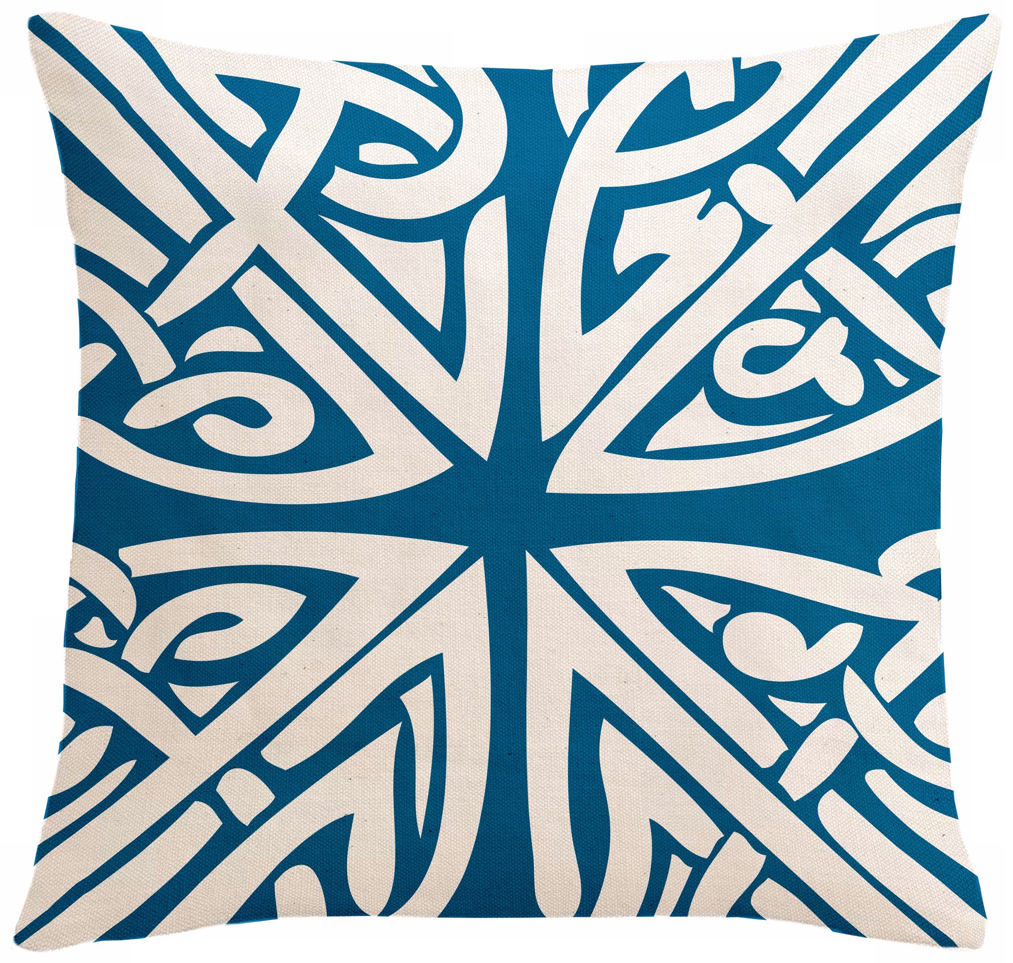 Saffron Sami Ocean Blue 18" Square Down Throw Pillow