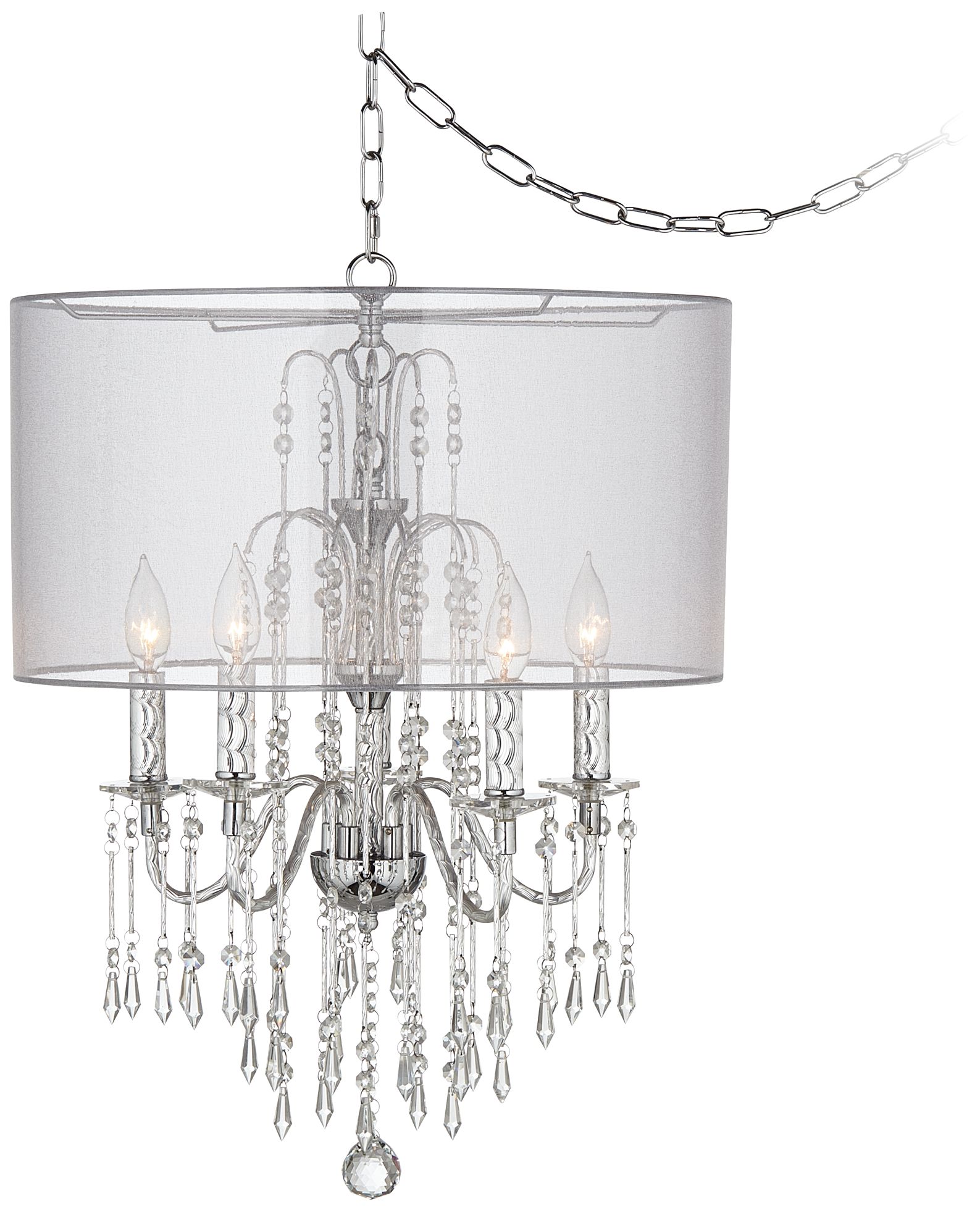 Enchants Sheer Silver 23" High Crystal Rain Swag Chandelier