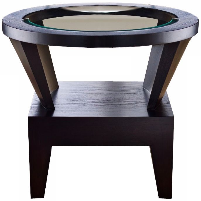 Gracia Round Glass Espresso End Table
