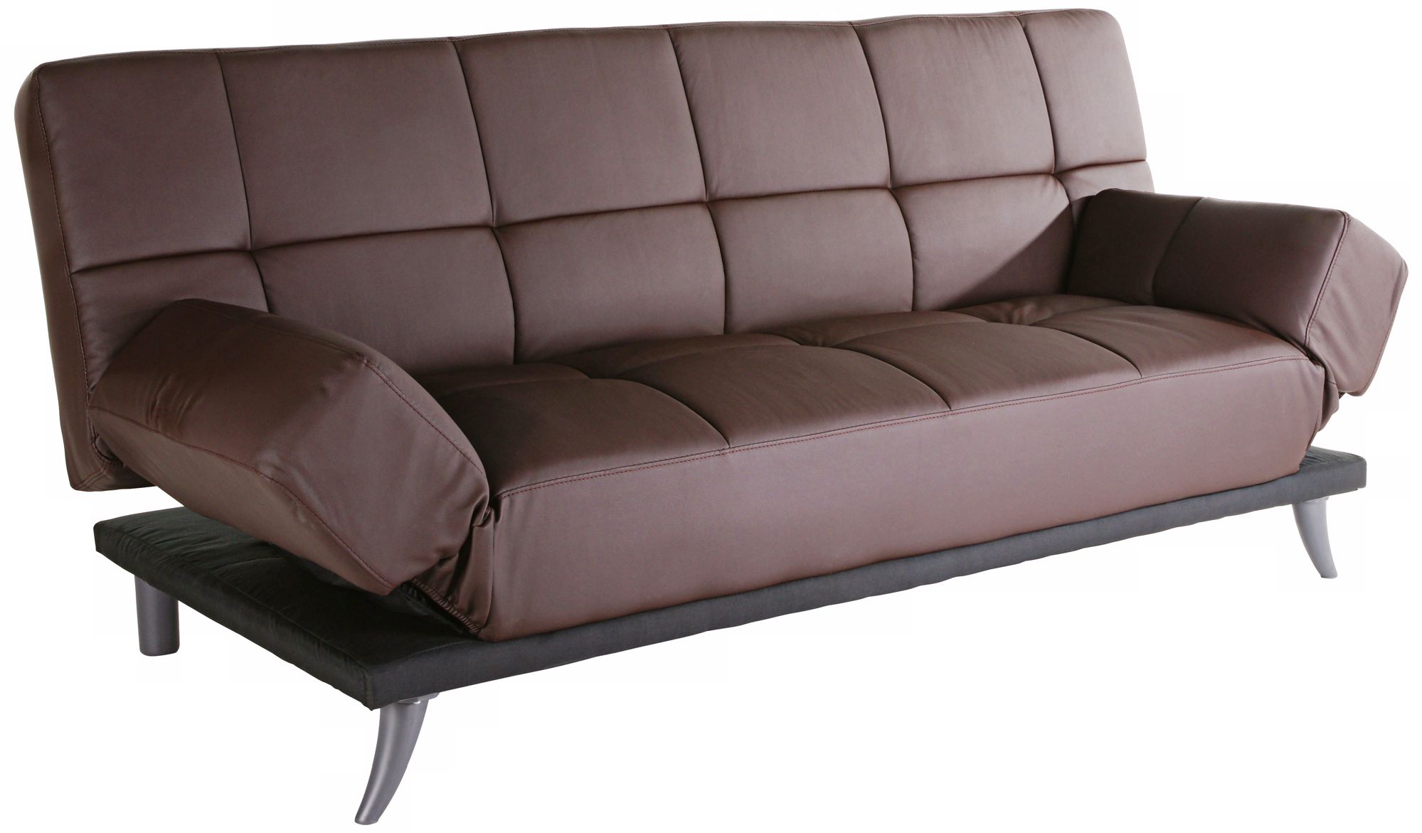 Barrington Leather Brown Convertible Sofa