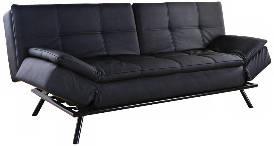 Quatro Leather Black Convertible Sofa