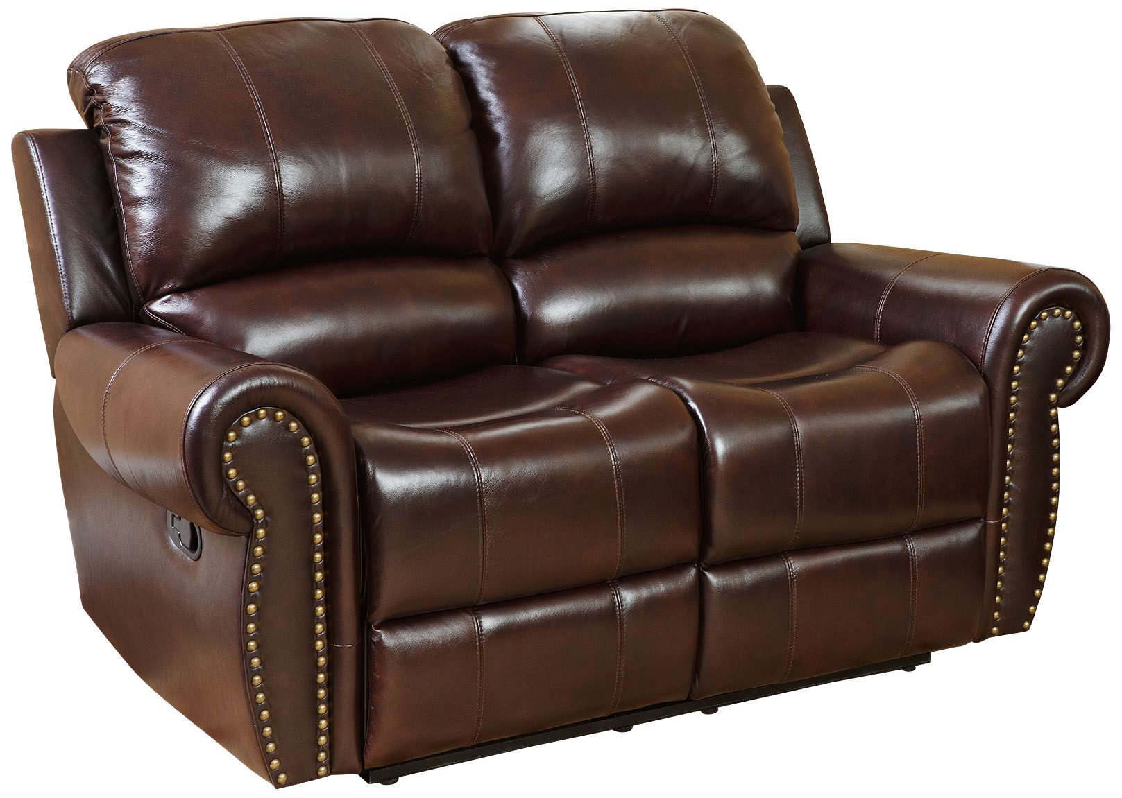 Manhattan Reclining Burgundy Leather Loveseat