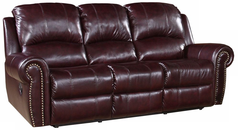 Manhattan Reclining Italian Burgundy Leather Sofa