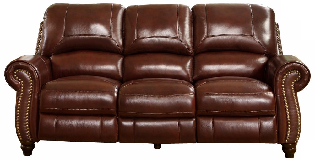 Austin Leather Pushback Reclining Burgundy Sofa