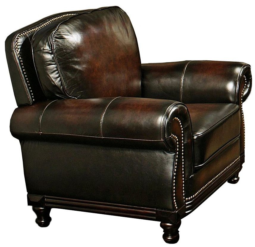 Clarkston Woodtrim Hand-Rubbed Leather Armchair