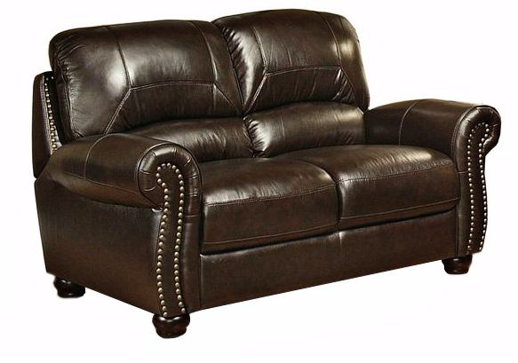 Clarkston Woodtrim Hand-Rubbed Leather Loveseat