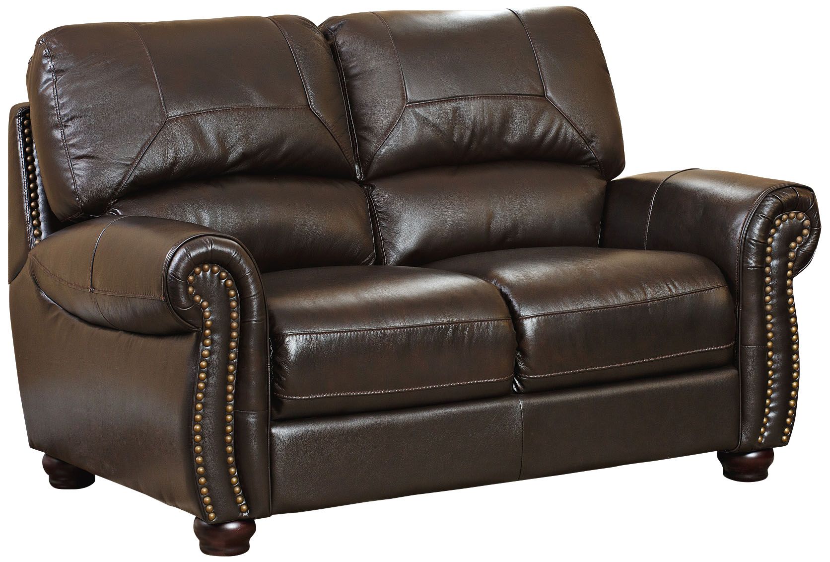 Capisterano Dark Brown Italian Leather Loveseat