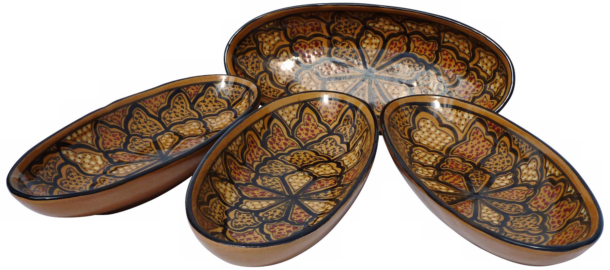 Le Souk Ceramique Honey Set of 4 Small Oval Platters