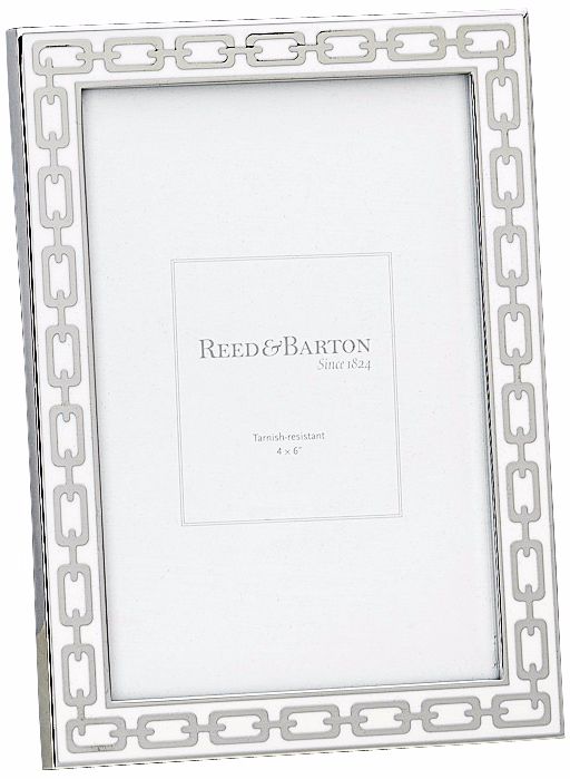 Reed and Barton Silver Link 4x6" White Picture Frame