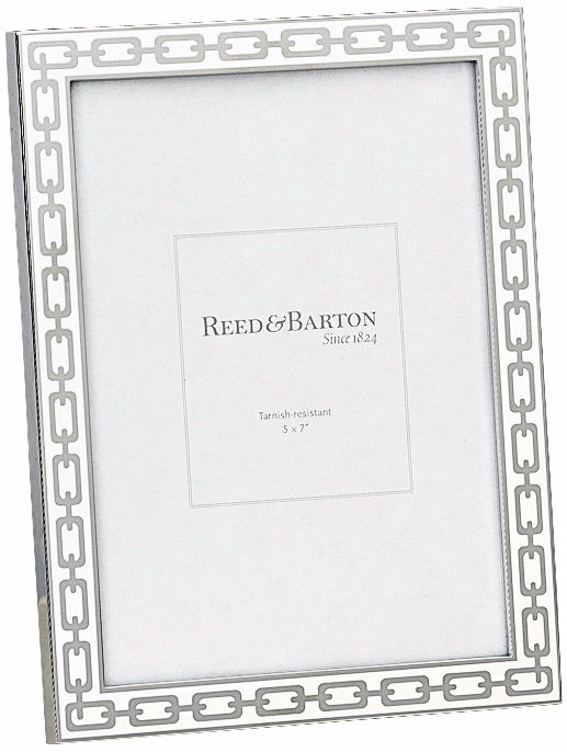Reed and Barton Silver Link 5x7" White Picture Frame