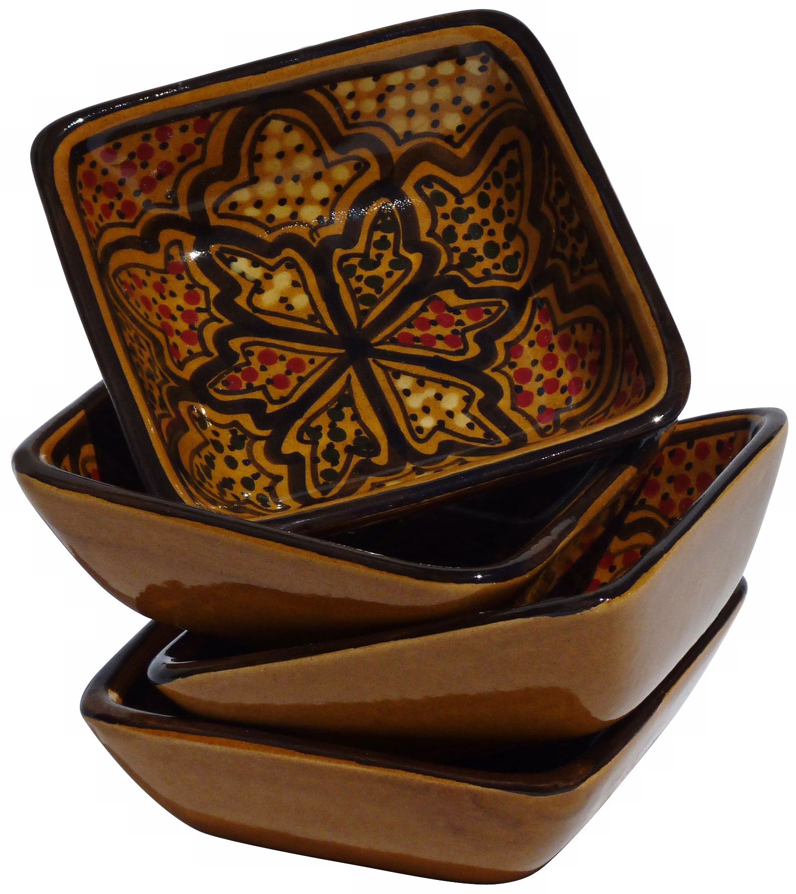 Le Souk Ceramique Honey Set of 4 Square Sauce Dishes