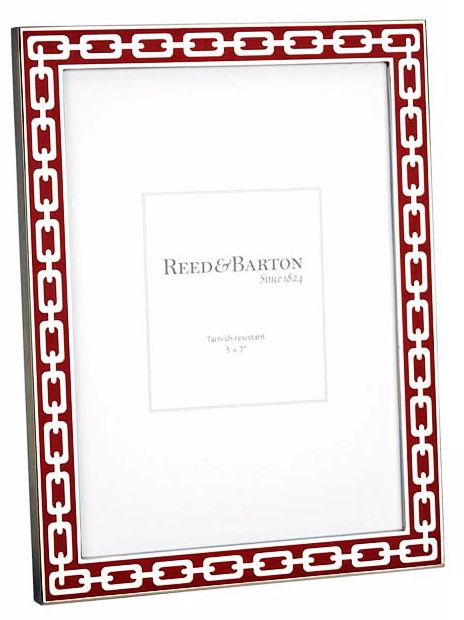 Reed and Barton Silver Link 5x7" Poppy Red Picture Frame