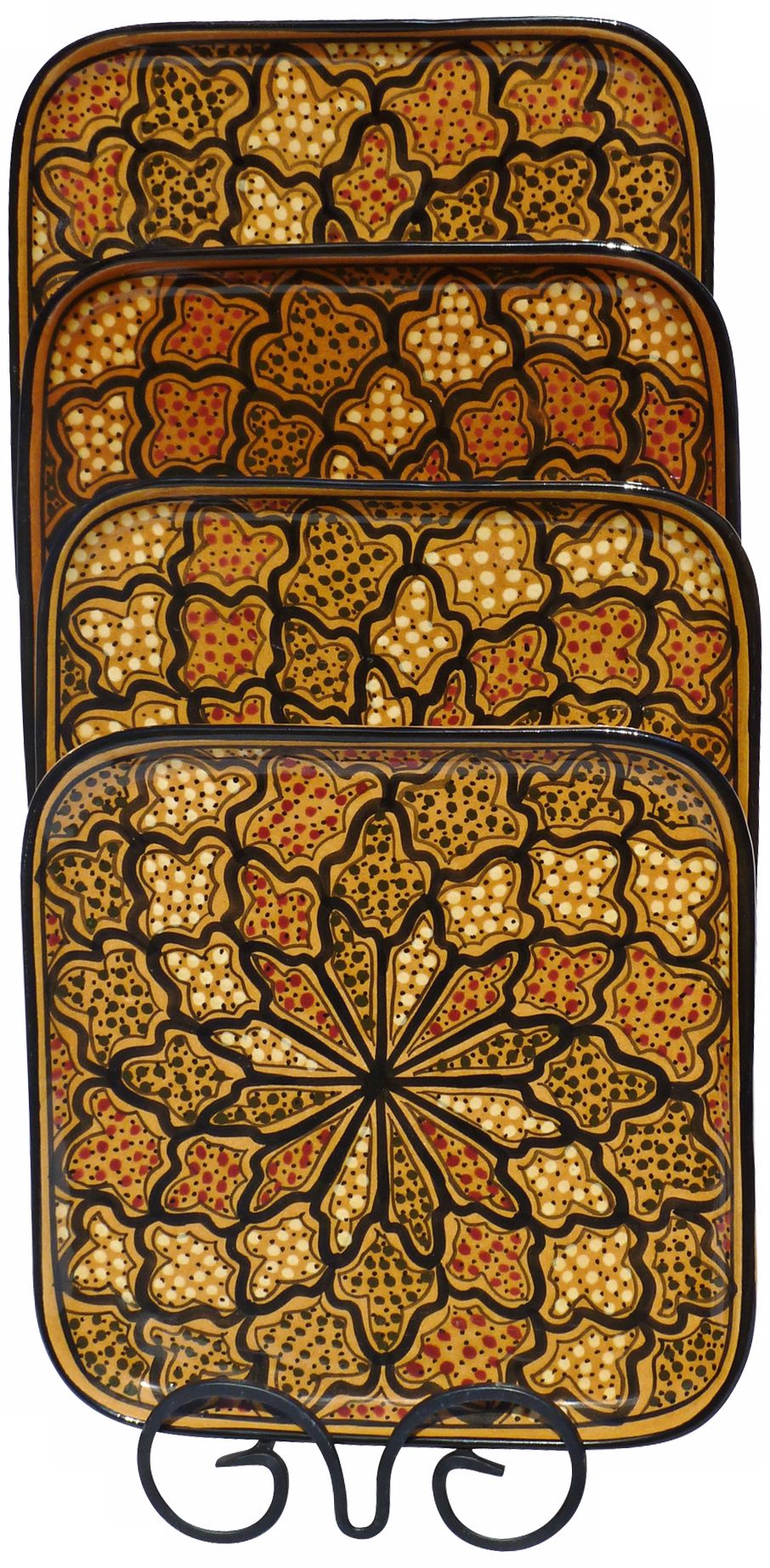 Le Souk Ceramique Honey Design Set of 4 Square Plates