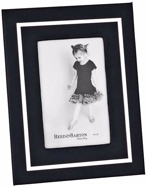 Reed and Barton Bretton 4x6" Black Leather Picture Frame