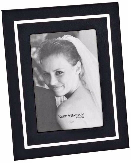 Reed and Barton Bretton 5x7" Black Leather Picture Frame