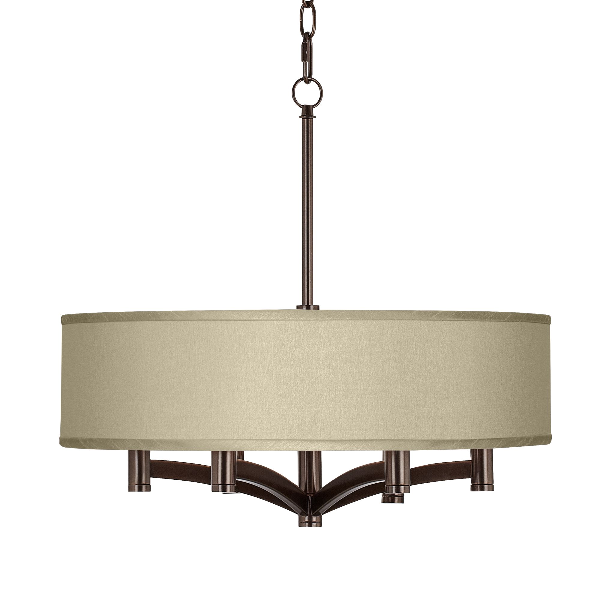 Desert Sand Textured Silk Ava 6-Light Bronze Pendant Chandelier