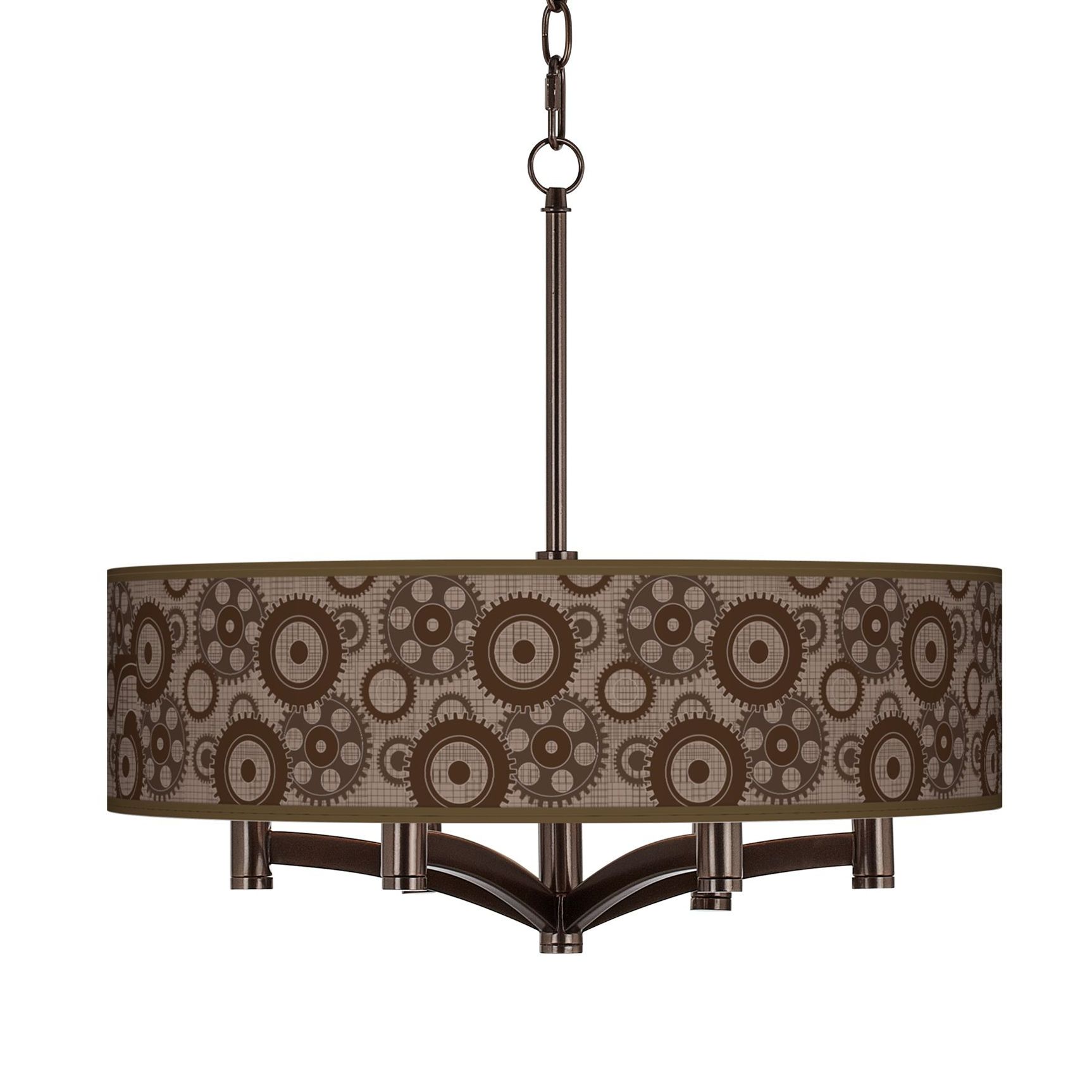 Industrial Gears Ava 6-Light Bronze Pendant Chandelier