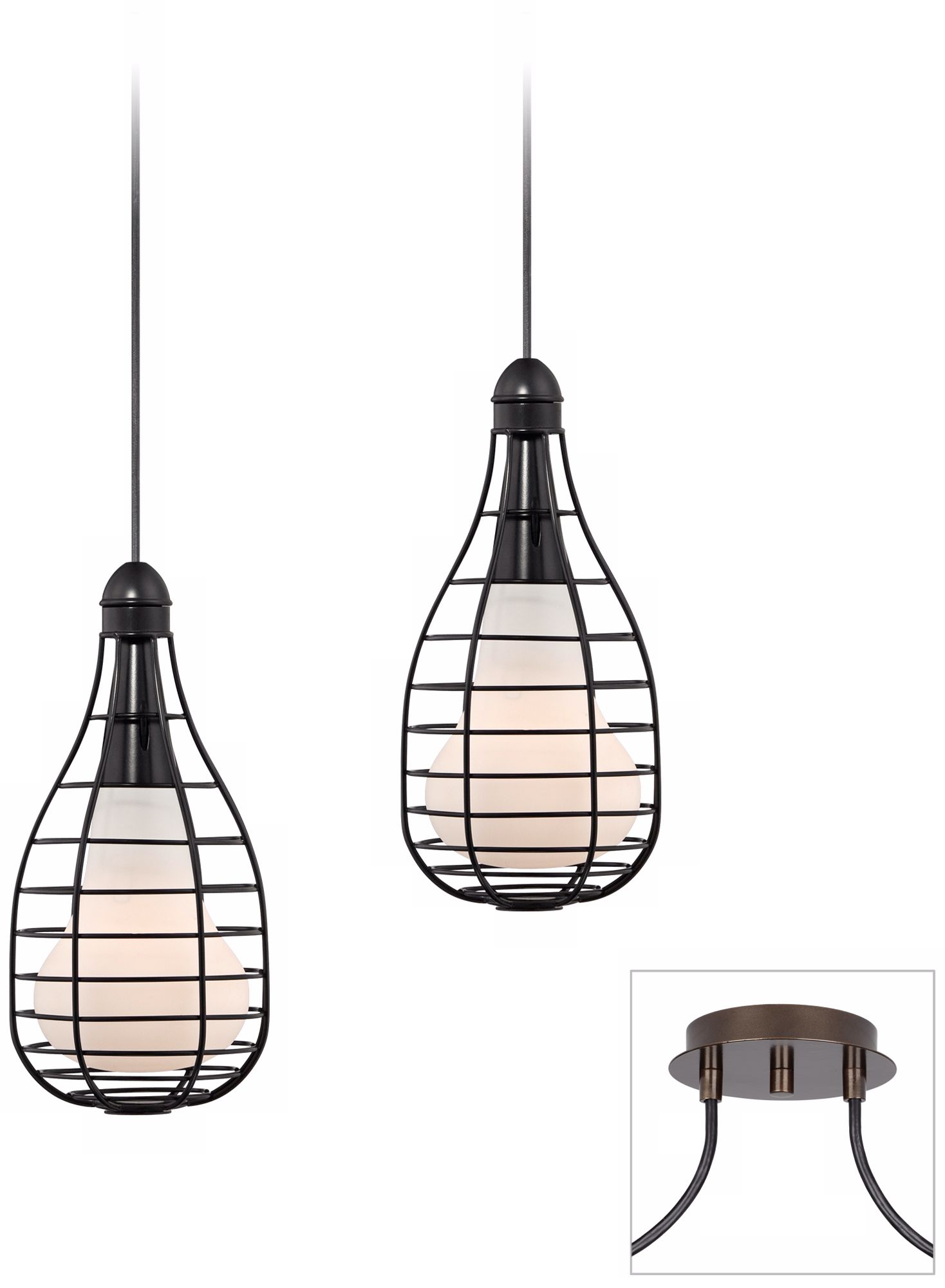 Tiger Bronze-Industrial Cage Double Swag Chandelier