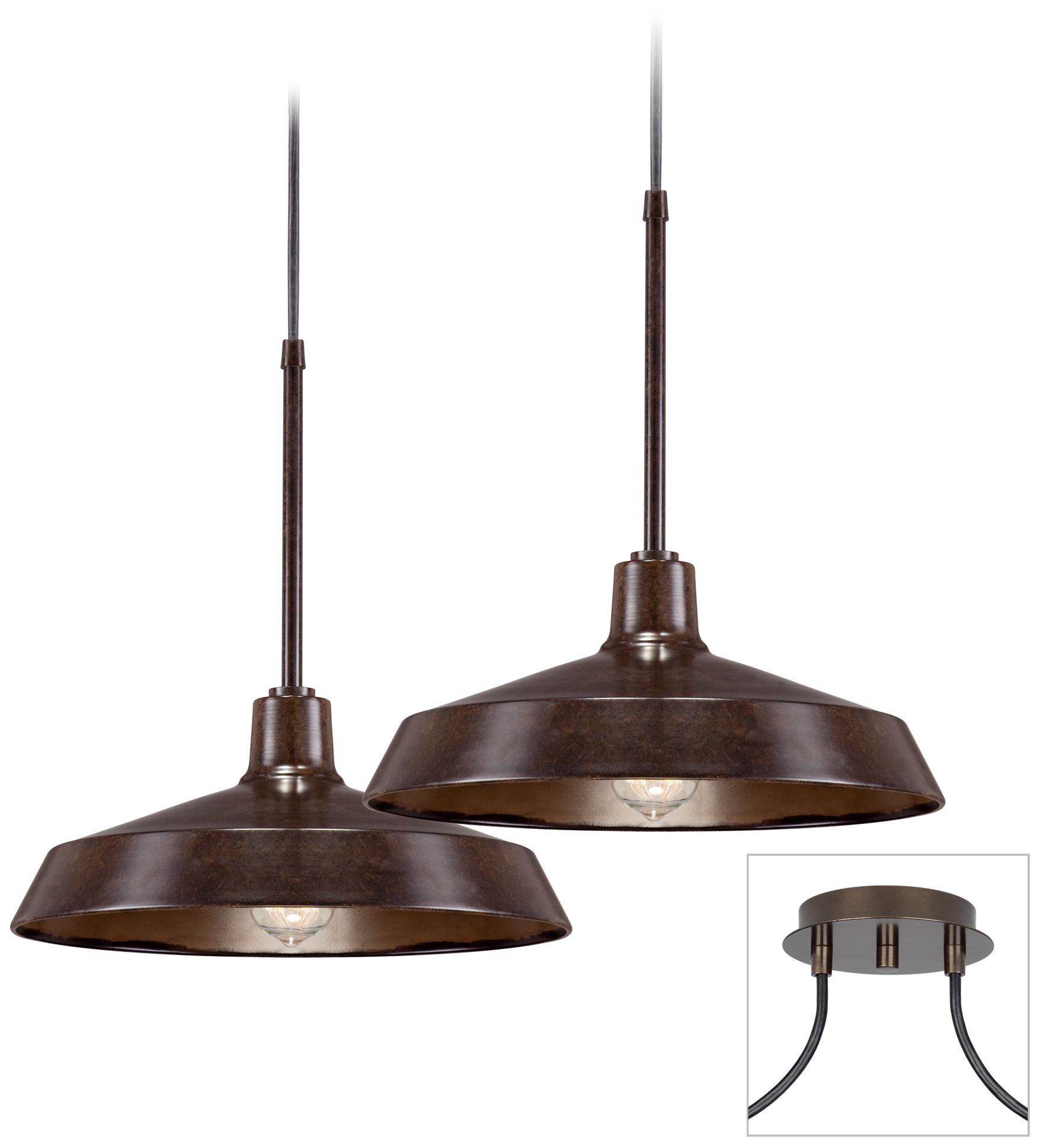 Tiger Bronze and Industrial Pedant Double Swag Chandelier