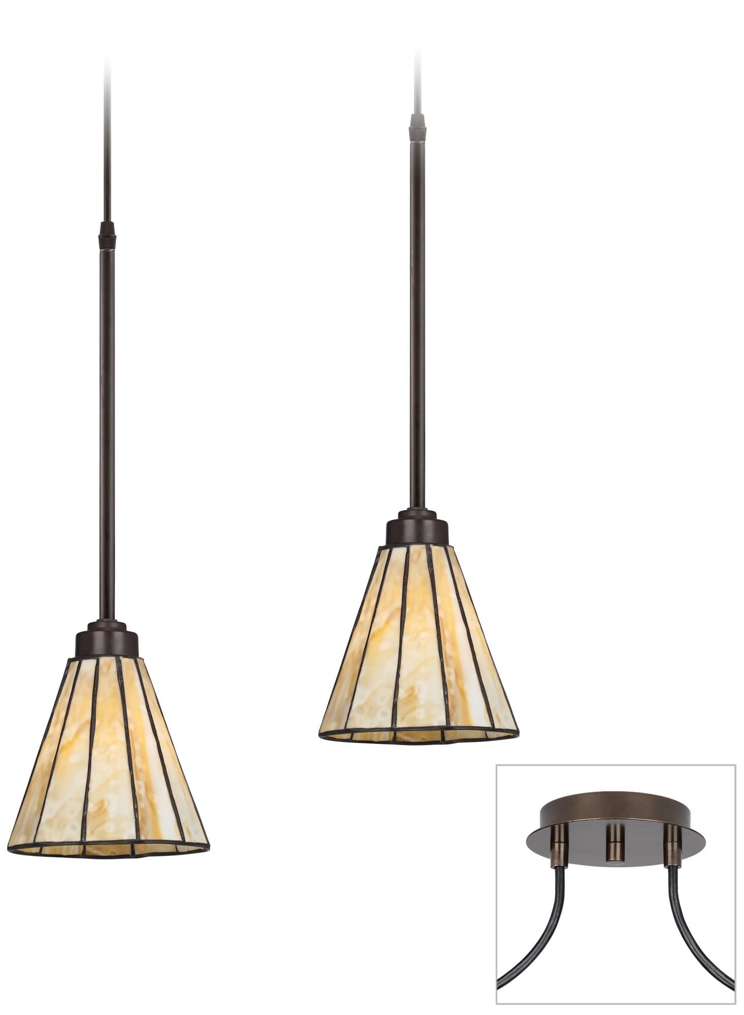 Tiger Bronze - Honey Glass Double Swag Chandelier