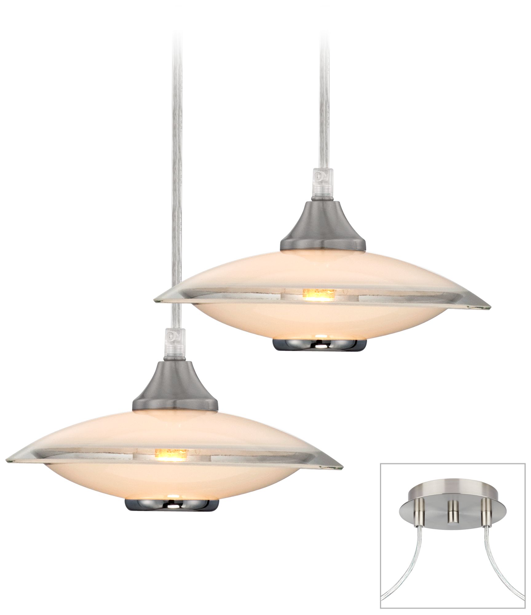 Brushed Nickel  Saucers Double Swag Chandelier