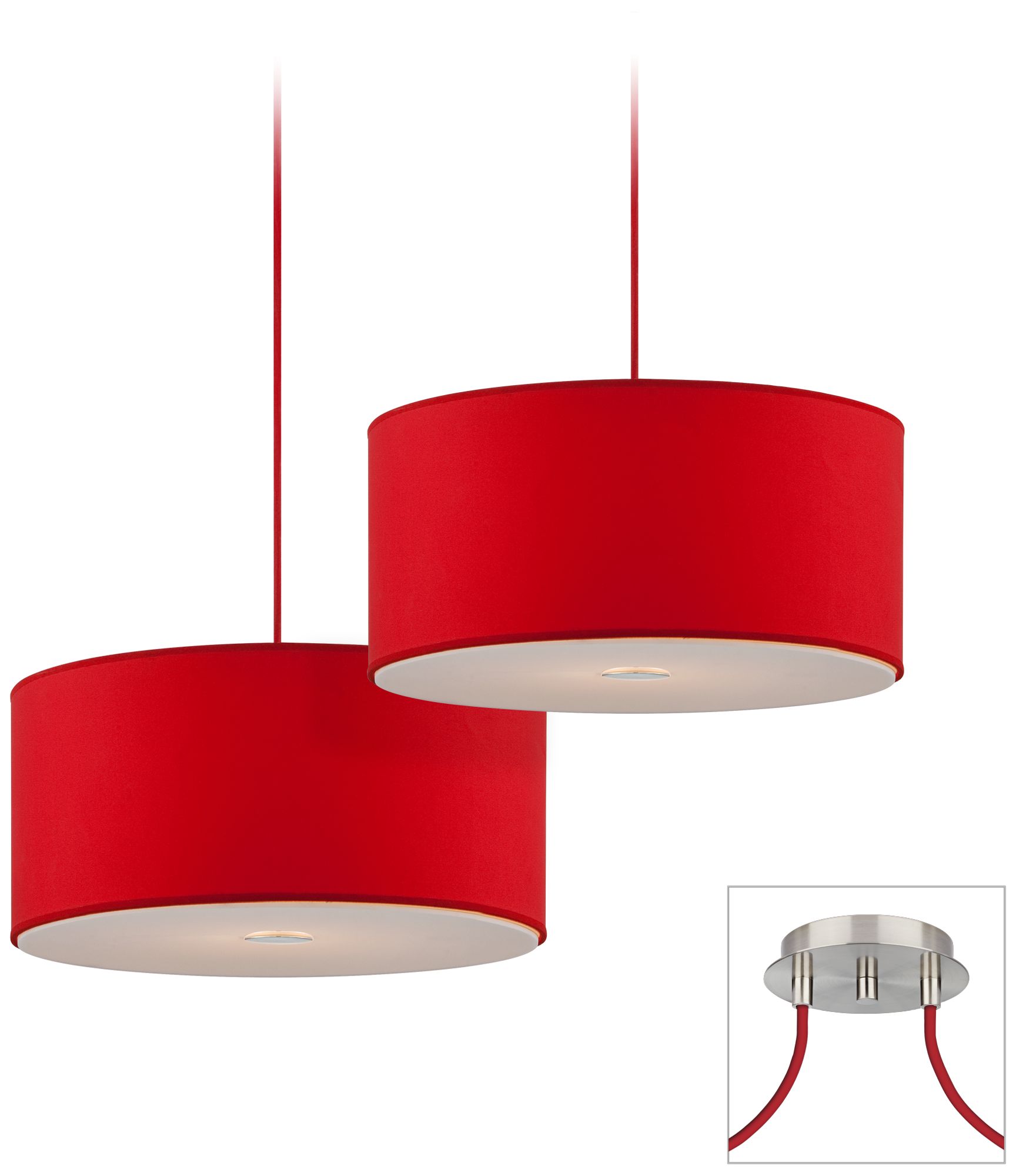 Red and Brushed Nickel Double Swag Chandelier