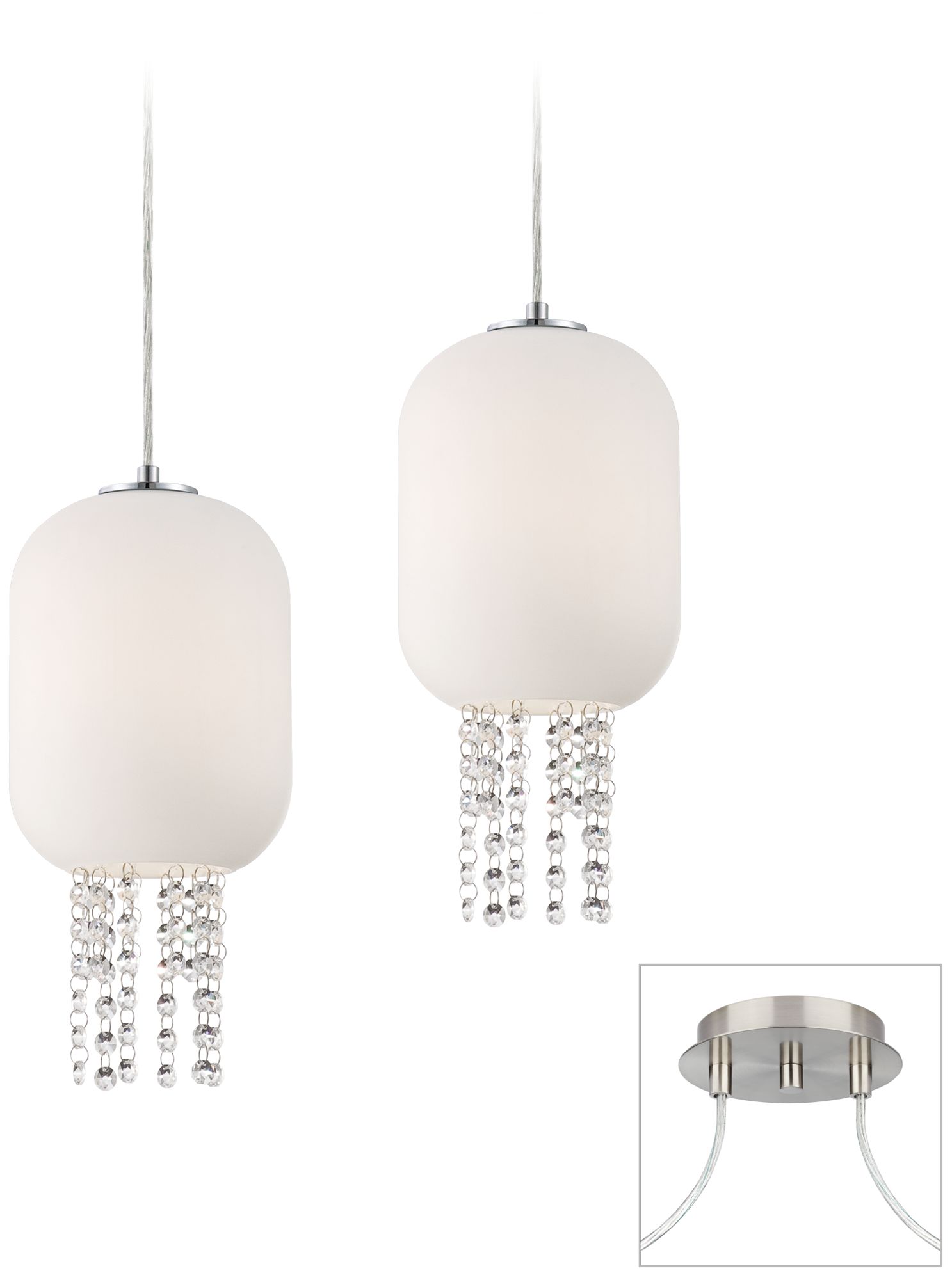 Opal and Crystal Brushed Nickel Double Swag Chandelier