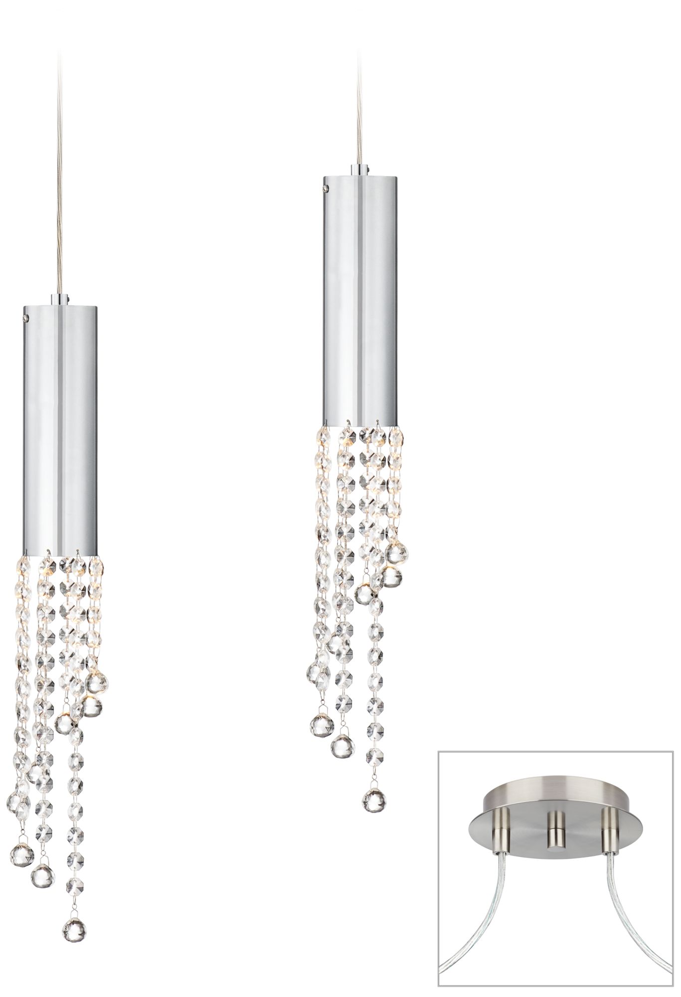 Rainfall Crystal Brushed Nickel Double Swag Chandelier