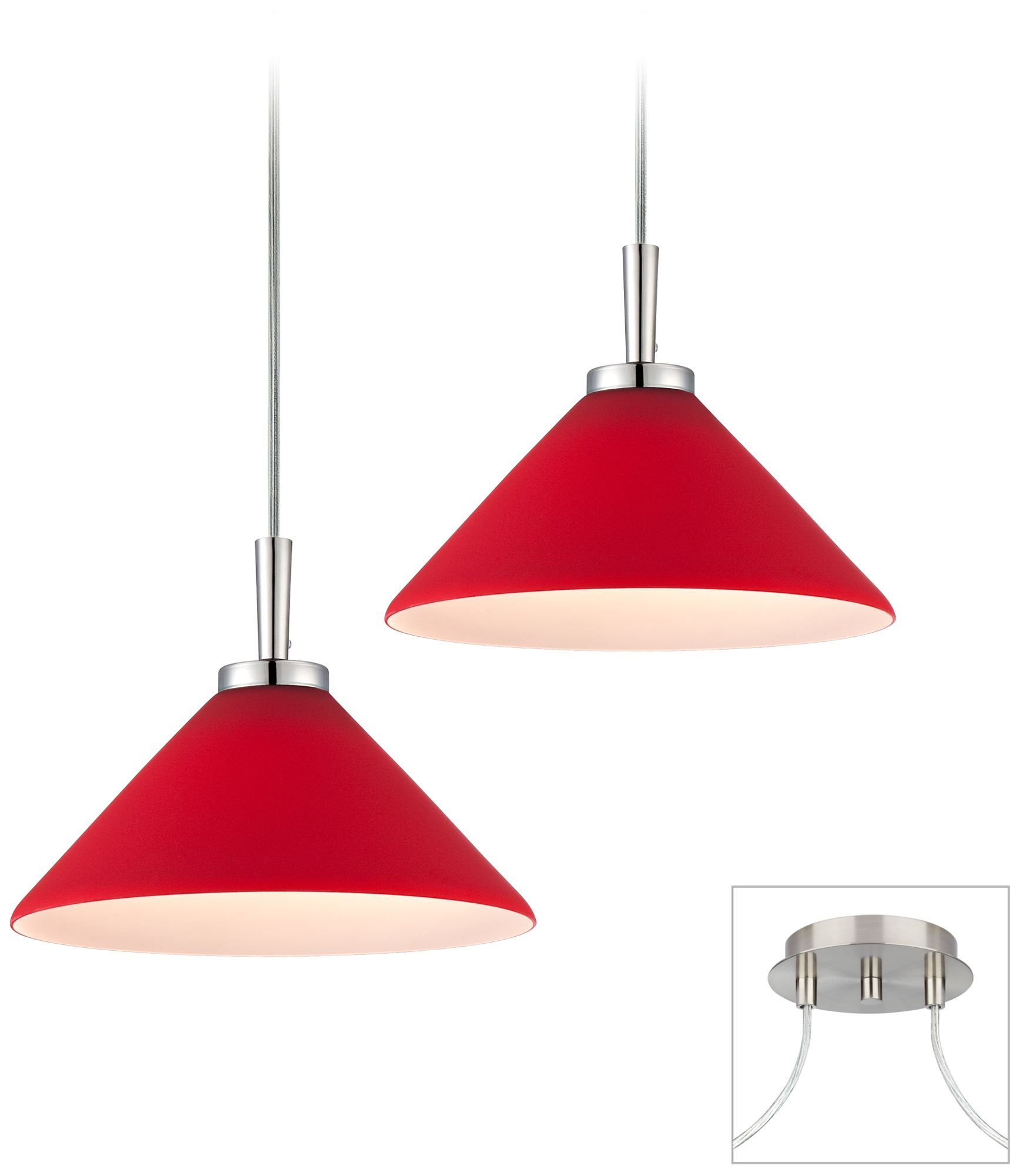 Red LED-Brushed Nickel Double Swag Chandelier