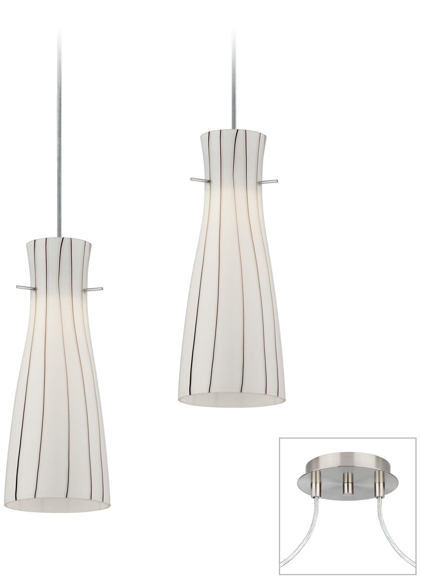 Striped Glass Brushed Nickel LED Double Swag Chandelier
