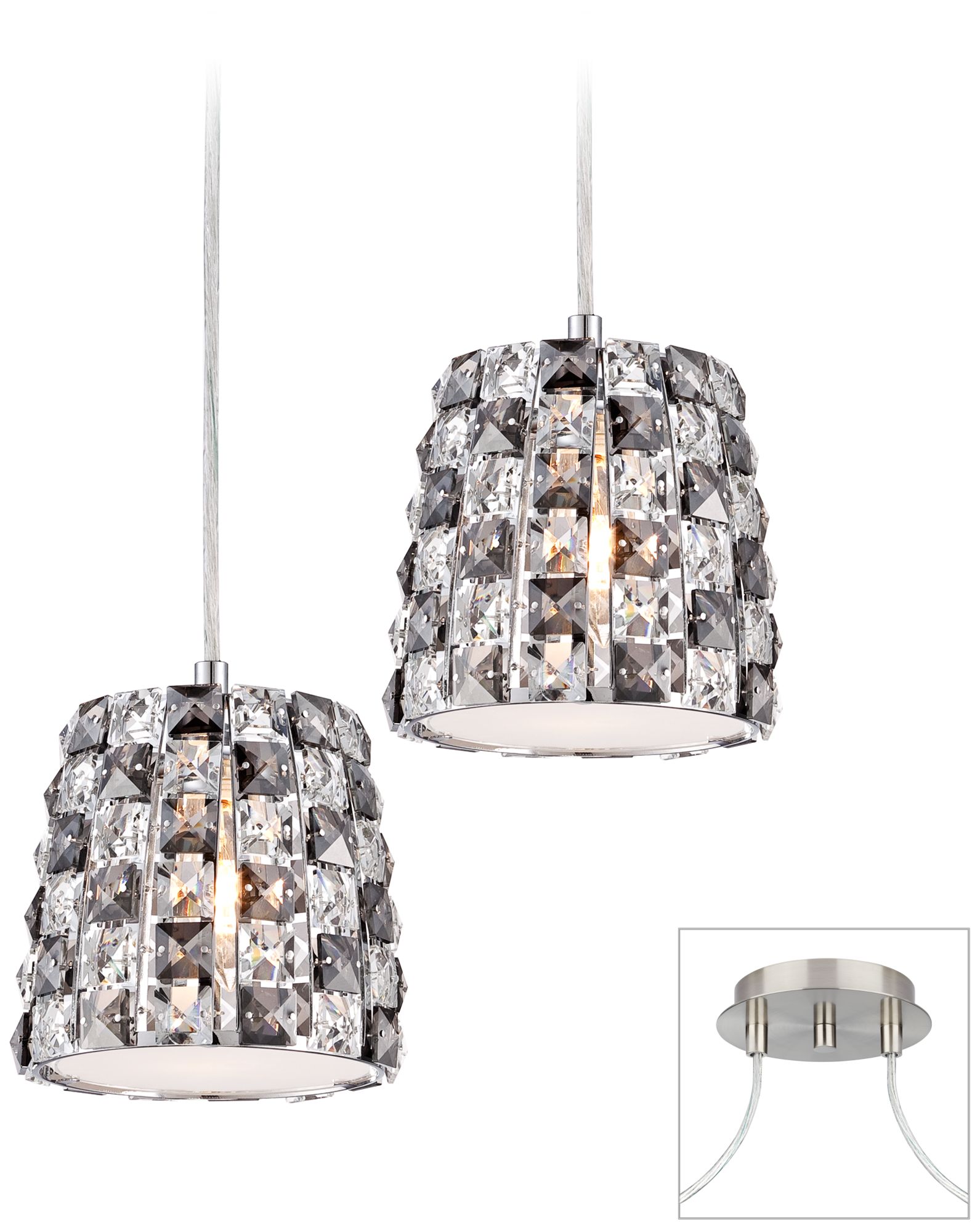 Checkerboard Crystal Brushed Nickel Double Swag Chandelier