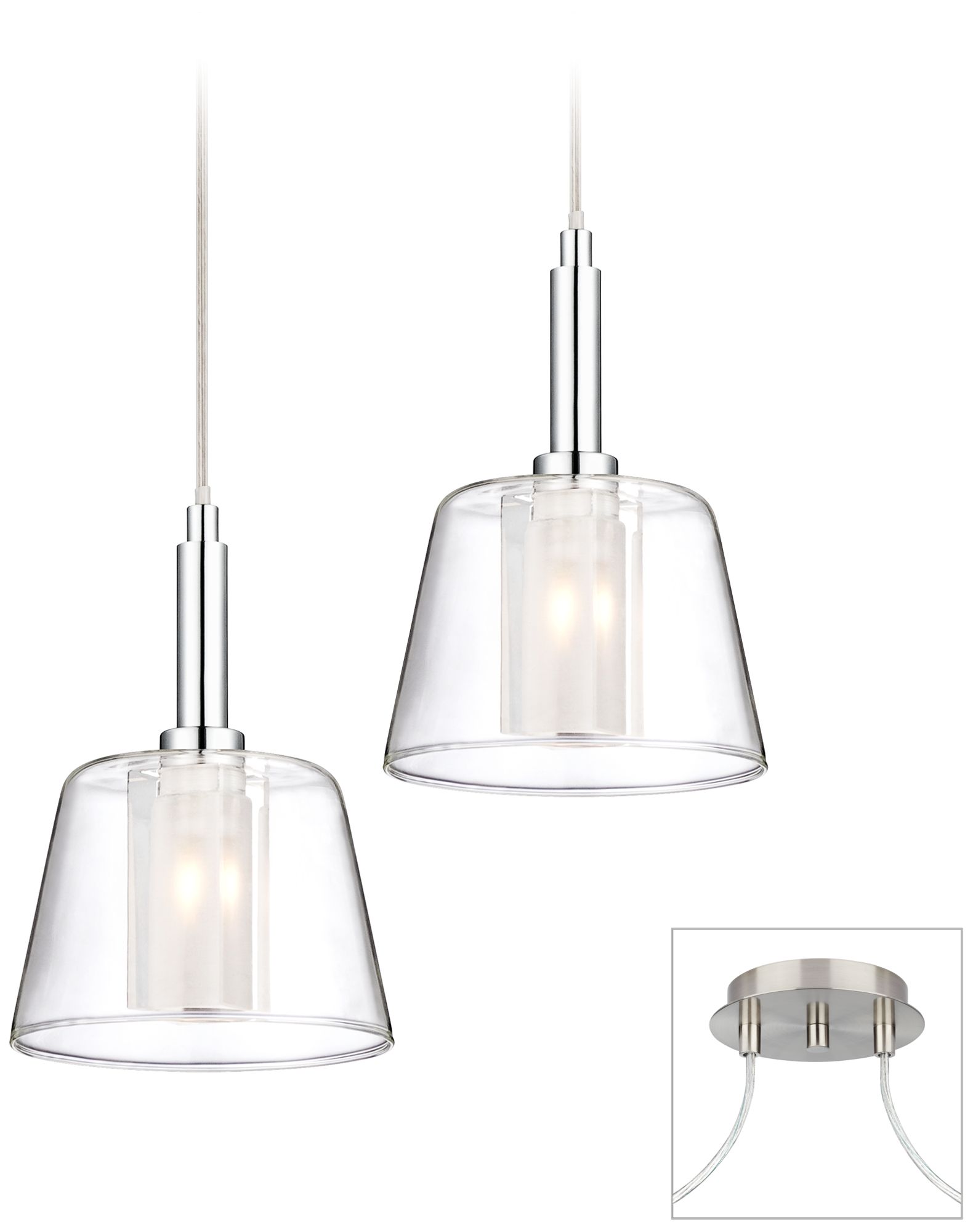 Double Glass Brushed Nickel Double Swag Chandelier