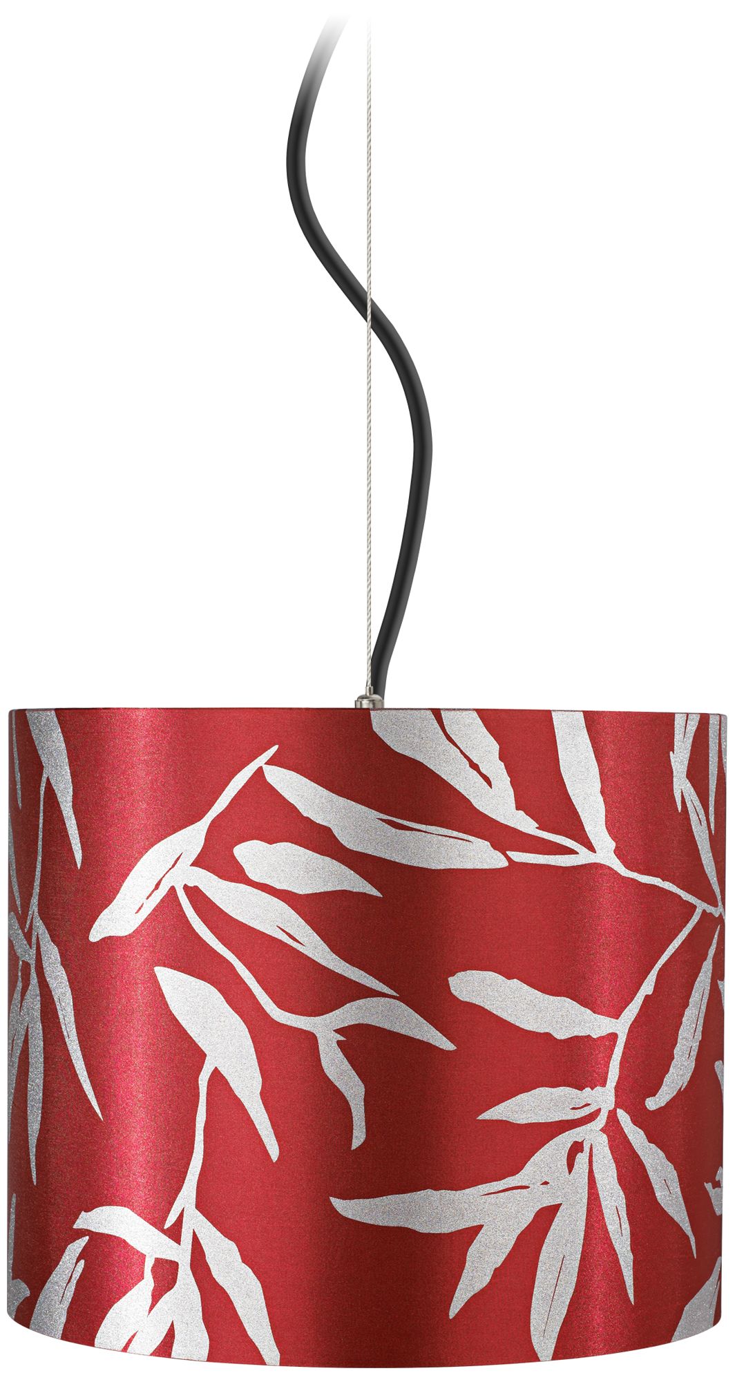 Silver Leaves Red Drum 12" Wide Pendant Light