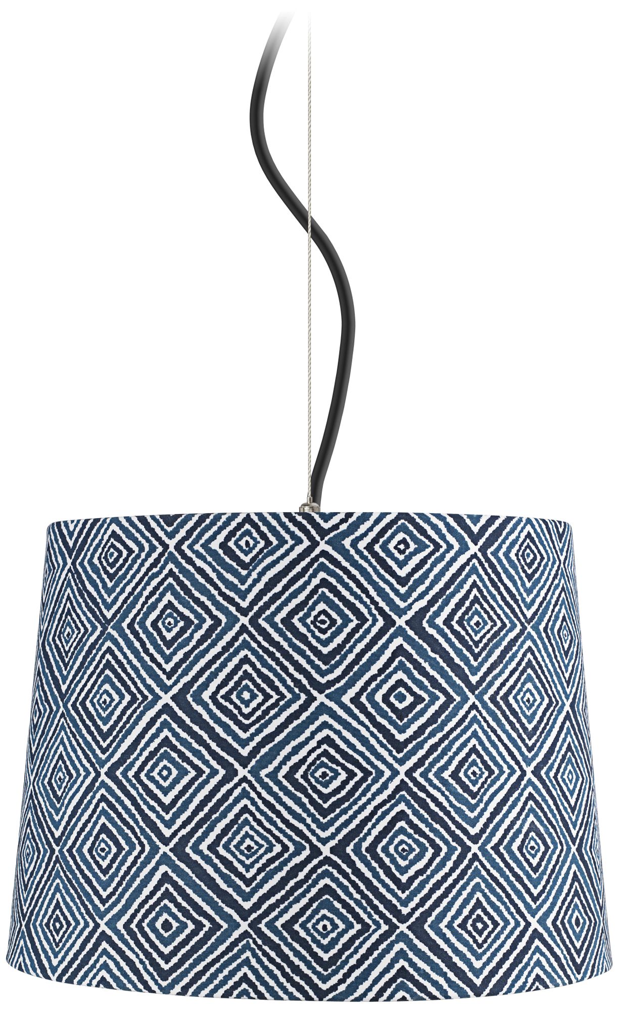 Blue and White Geometric 14" Wide Pendant Light