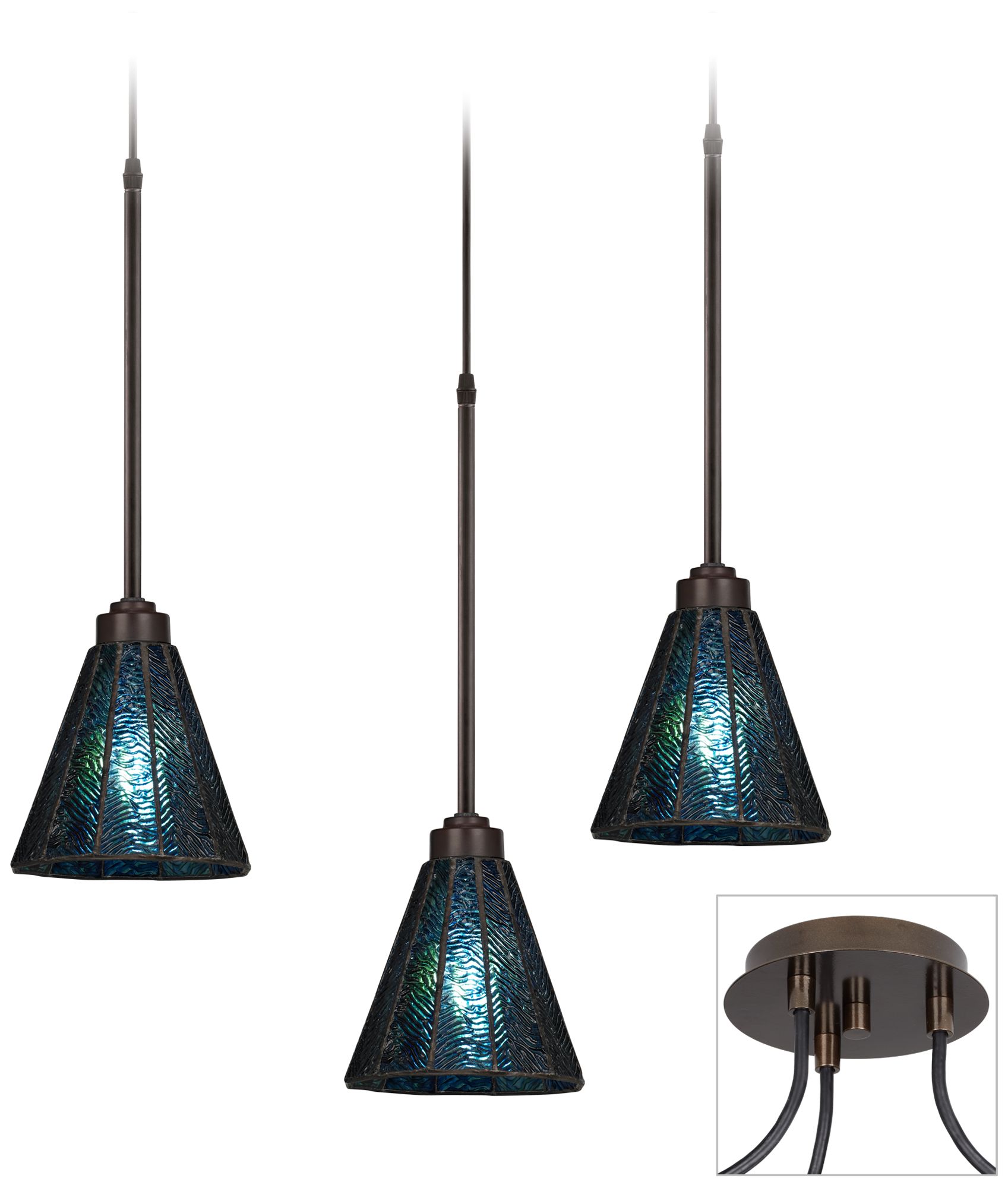 Agua Glass Tiger Bronze Triple Swag Chandelier