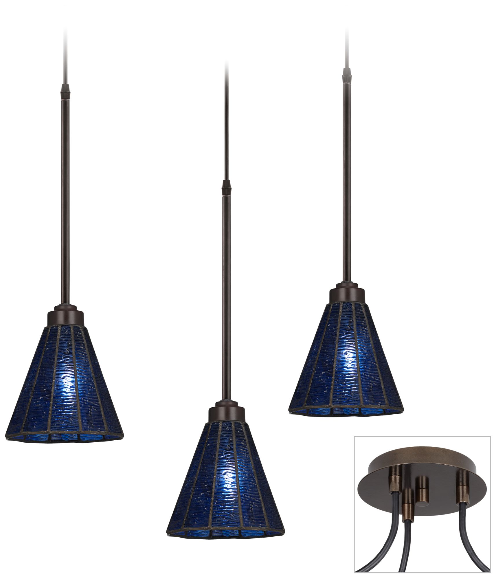 Wrinkled Glass Tiger Bronze Triple Swag Chandelier