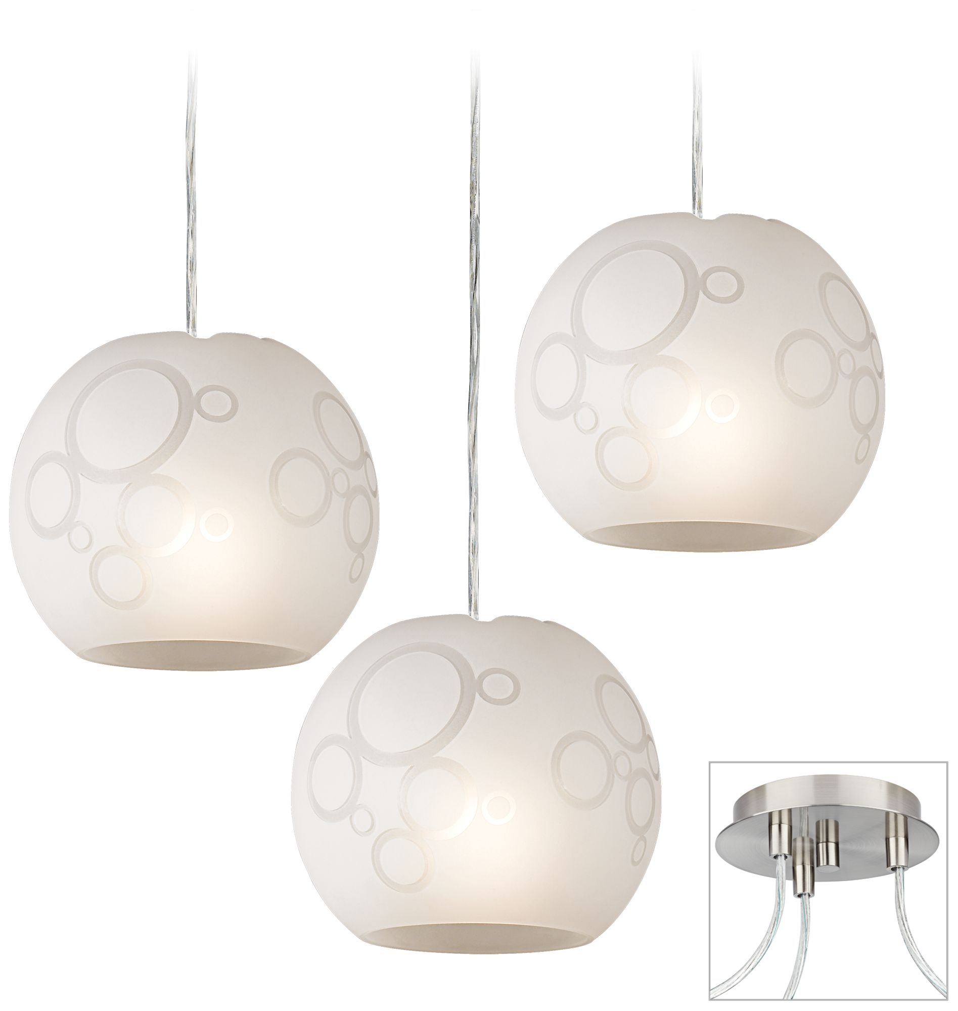 Circles Brushed Nickel Triple Swag Chandelier