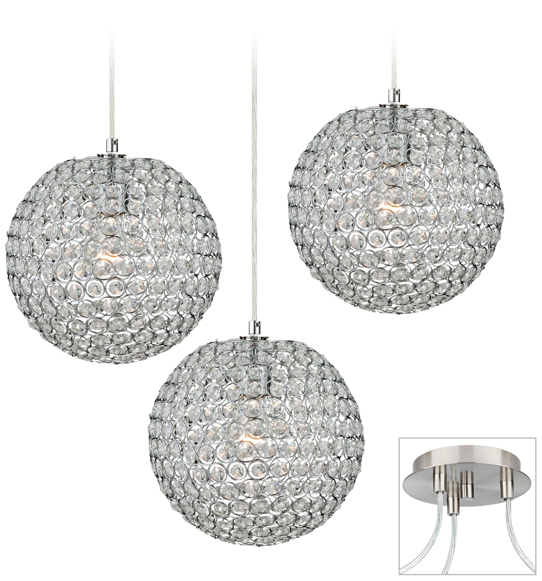 Crystal Beaded Brushed Nickel Triple Swag Chandelier