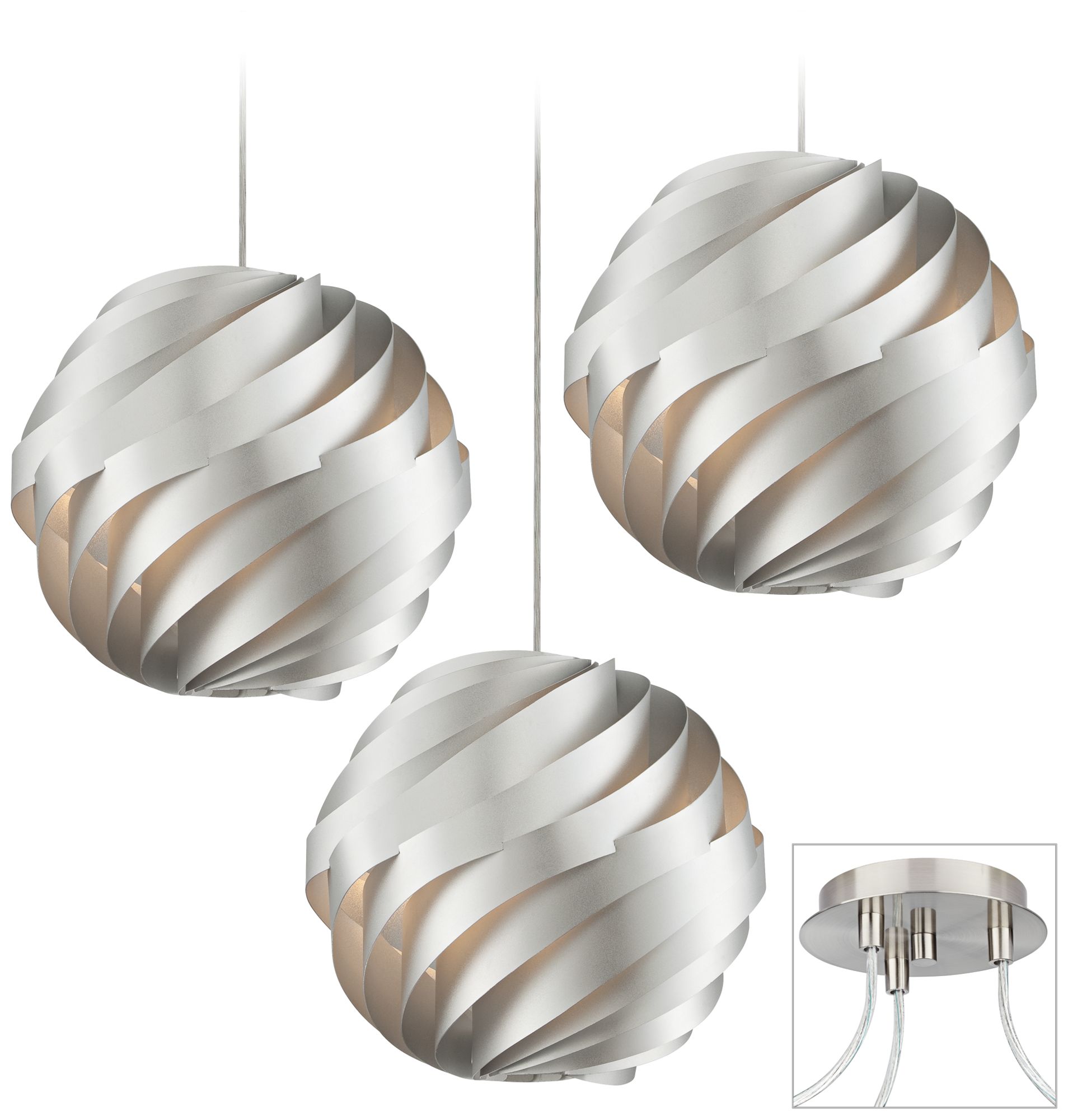 Silver Waves Brushed Nickel Triple Swag Chandelier