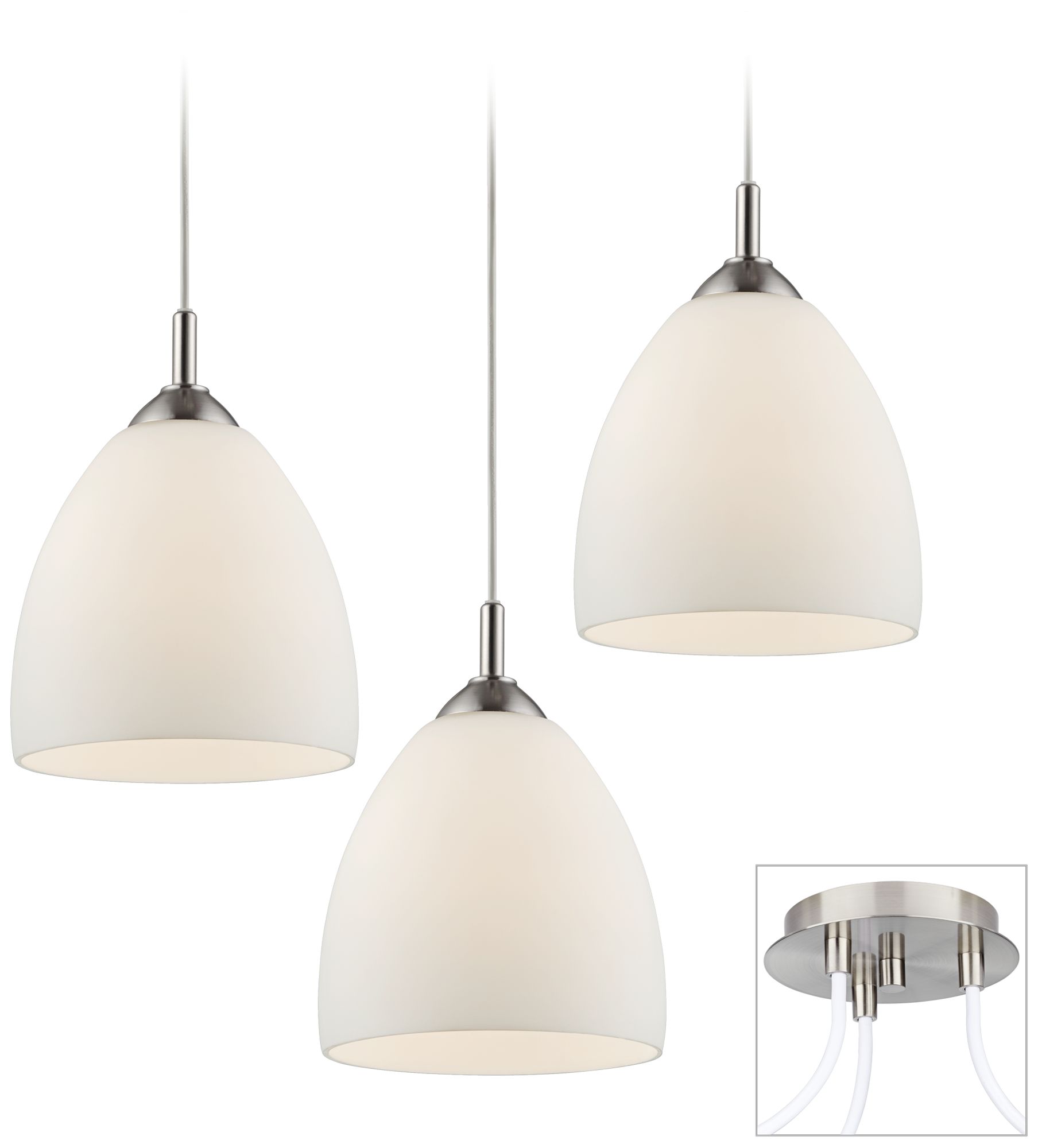 Opal Glass Brushed Nickel Triple Swag Chandelier