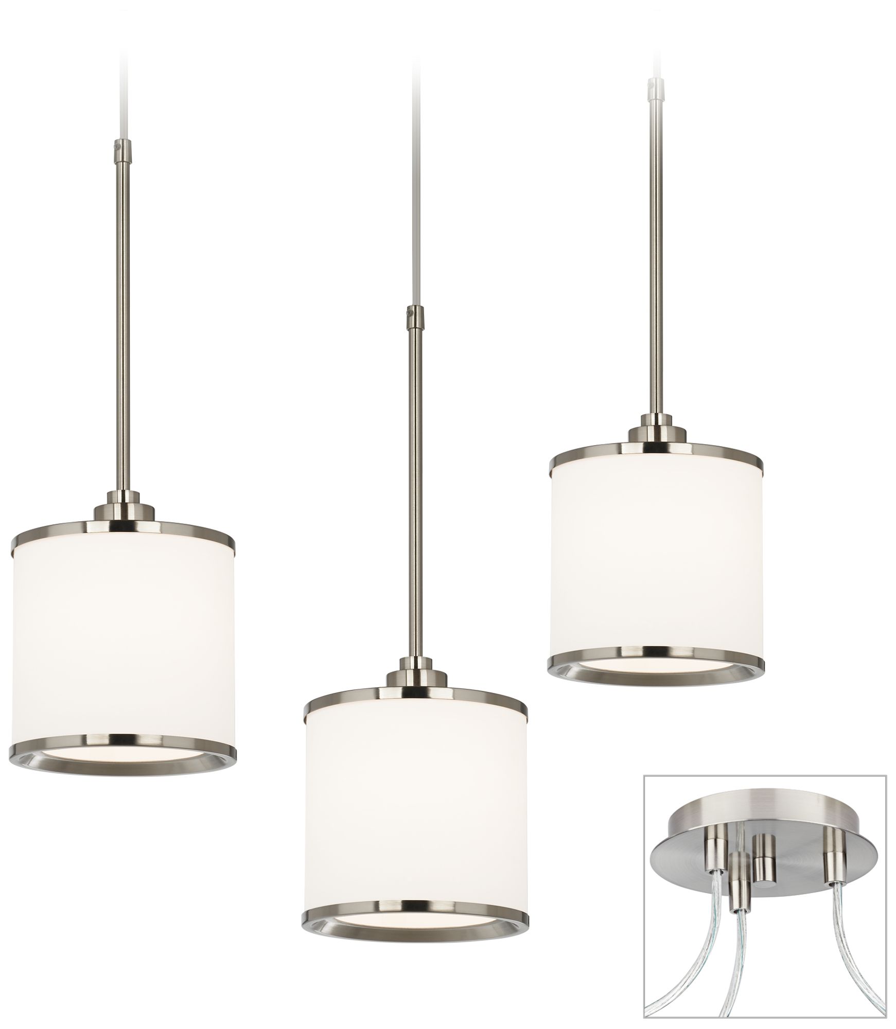 White Drum Brushed Nickel Triple Swag Chandelier