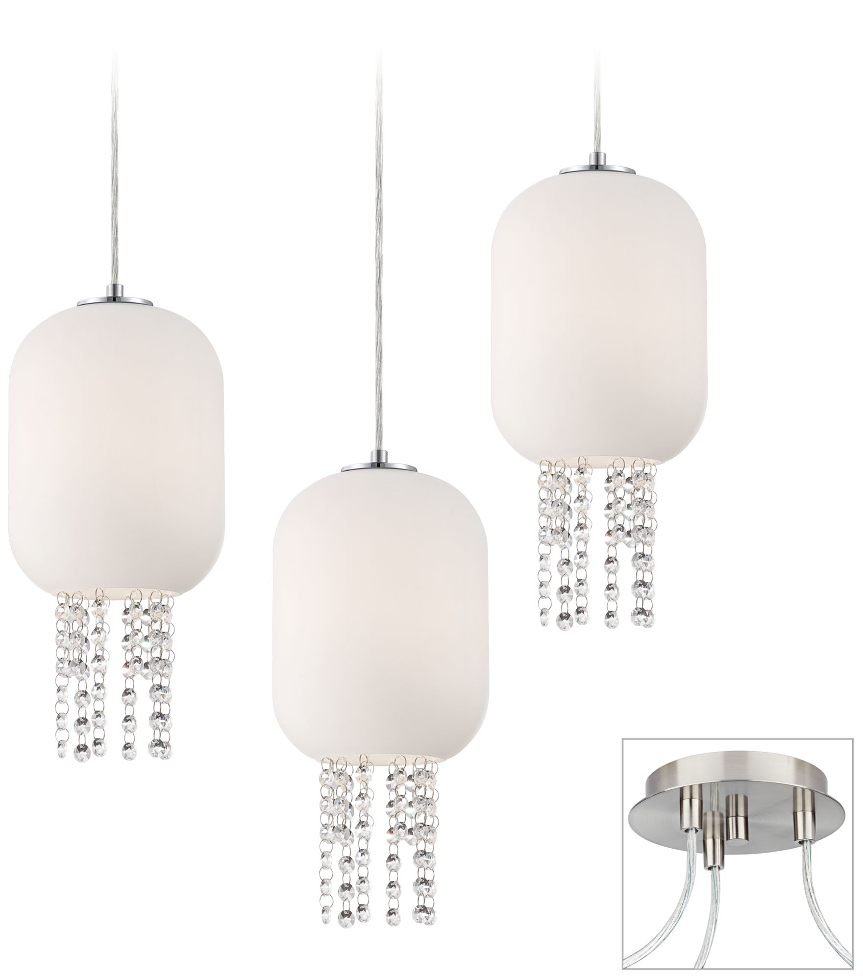 Opal and Crystal Brushed Nickel Triple Swag Chandelier