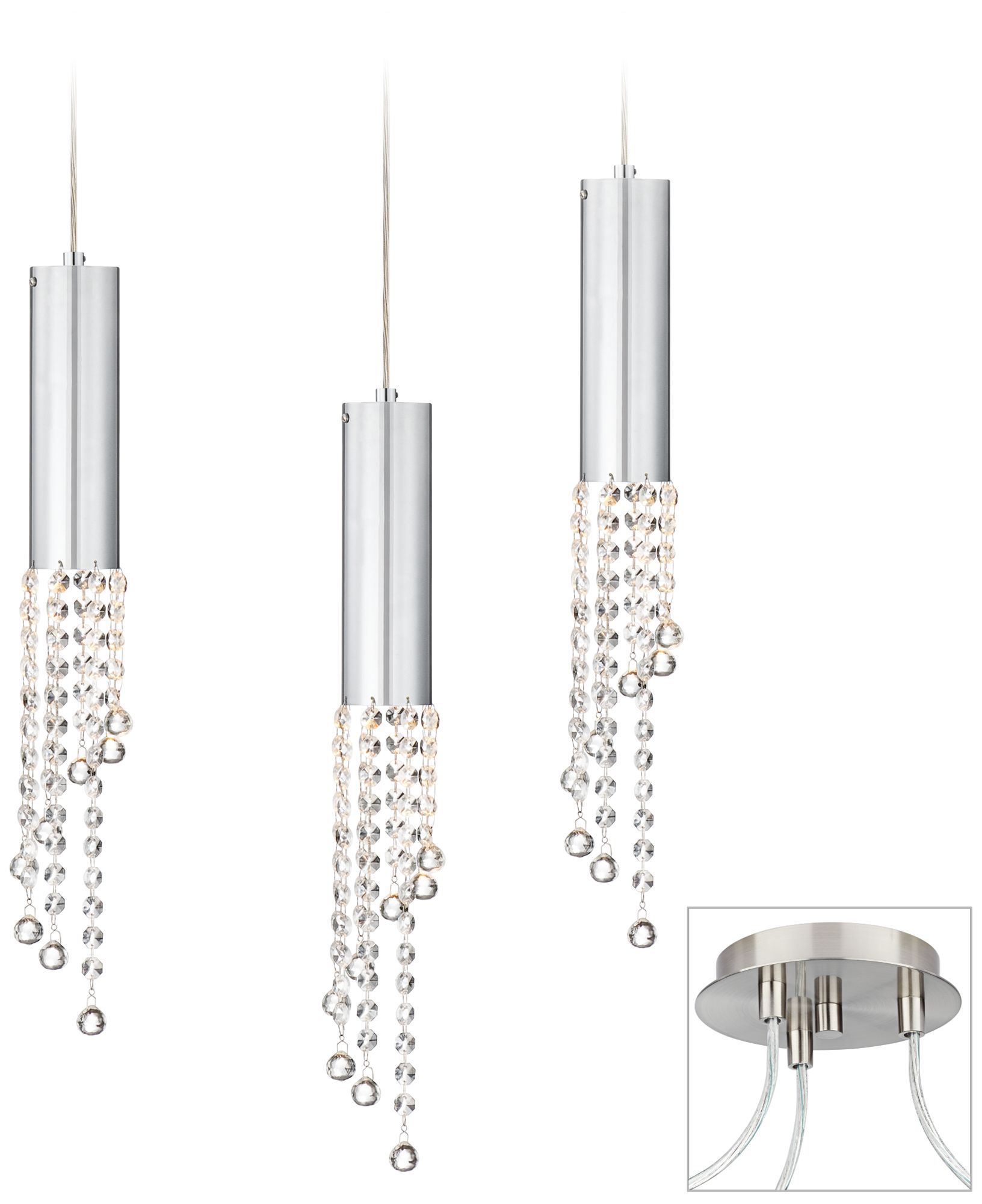 Rainfall Crystal Brushed Nickel Triple Swag Chandelier