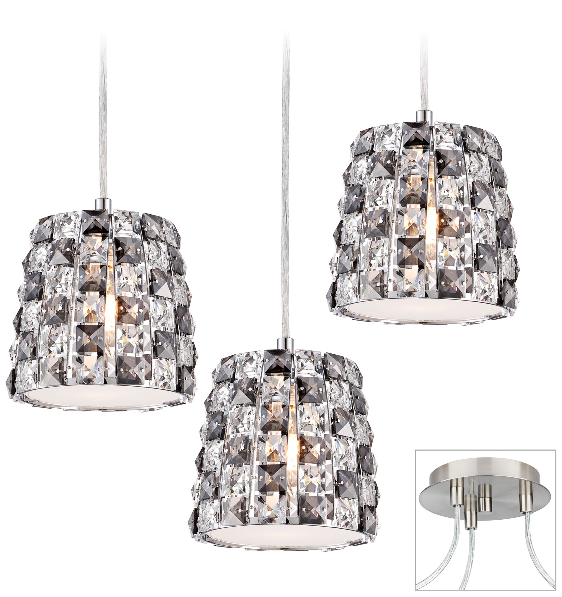 Checkerboard Crystal Brushed Nickel Triple Swag Chandelier